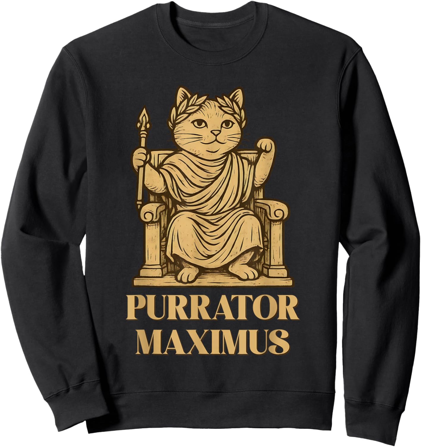 Funny Roman Emperor Cat History Teacher Ancient Cat Lover Sweatshirt - Sweatshirt | Black