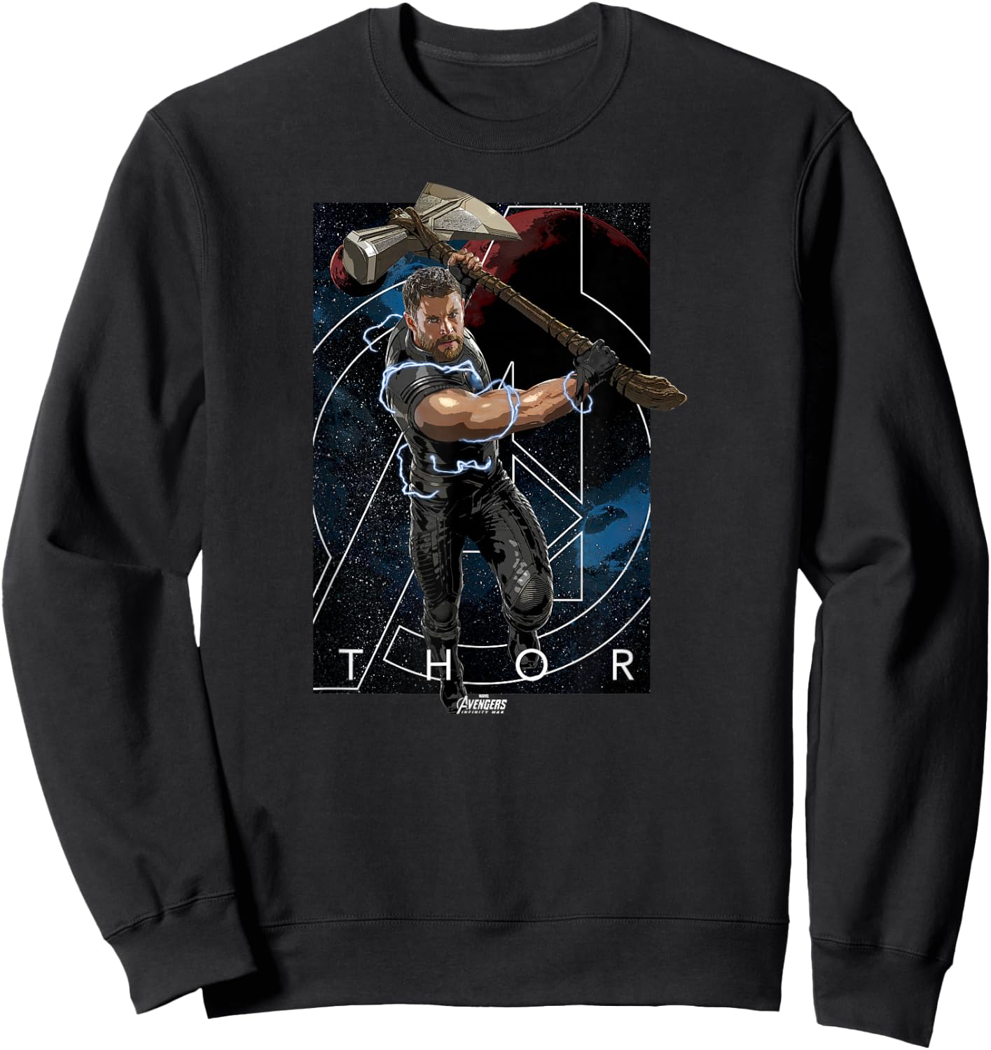 Marvel Infinity War Thor Stormbreaker Galaxy Graphic Sweatshirt - Sweatshirt | Black