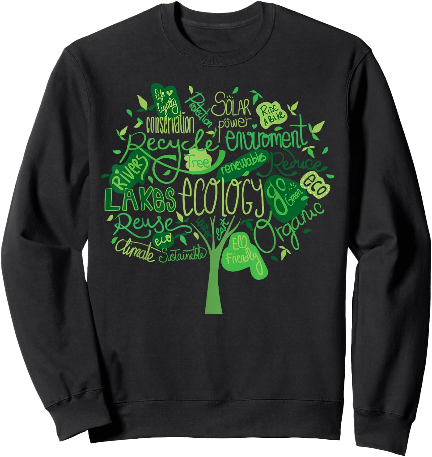 Ecology and Environmental with Green Tree Word Cloud Sweatshirt - Sweatshirt | Black