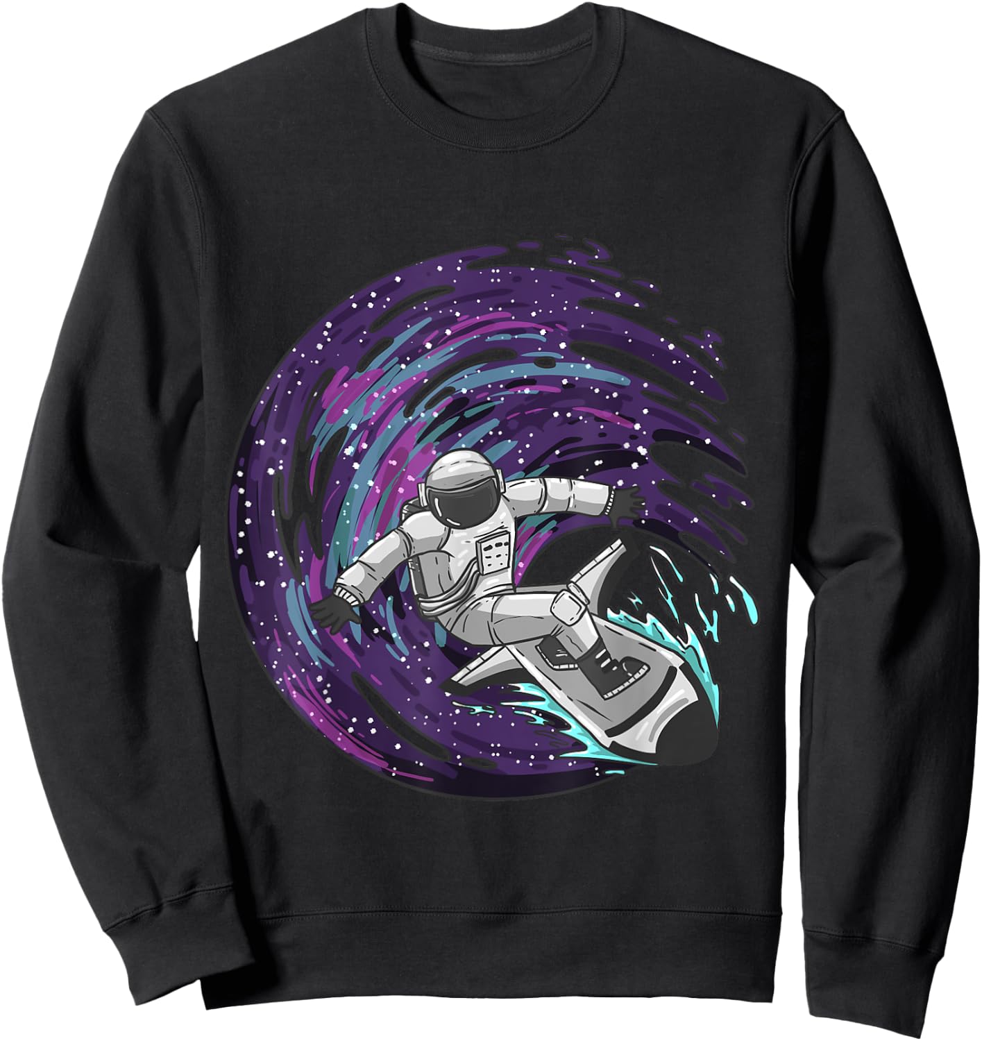 Astronaut Surfing Funny Spaceman Galaxy Space Lover Gift Sweatshirt - Sweatshirt | Black