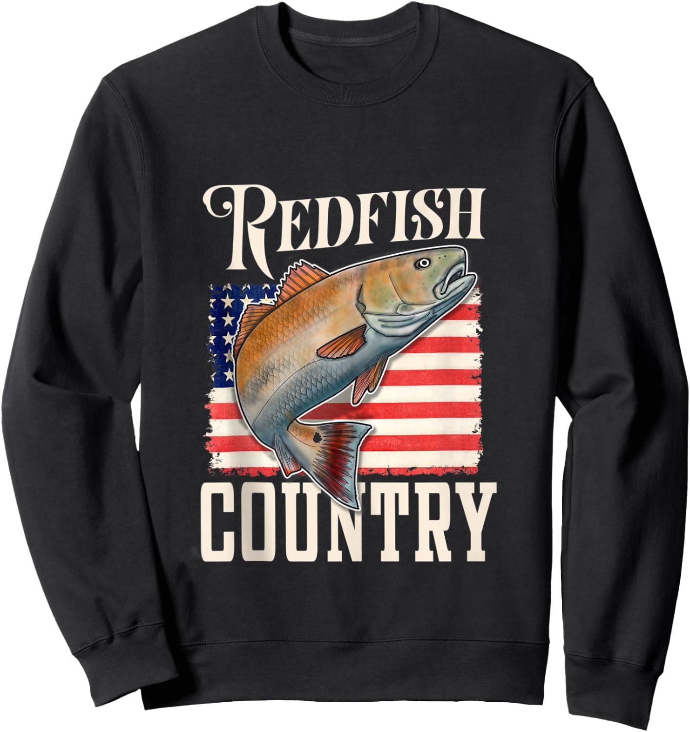 Redfish Country Saltwater Red Drum Fishing Sweatshirt - Sweatshirt | Black