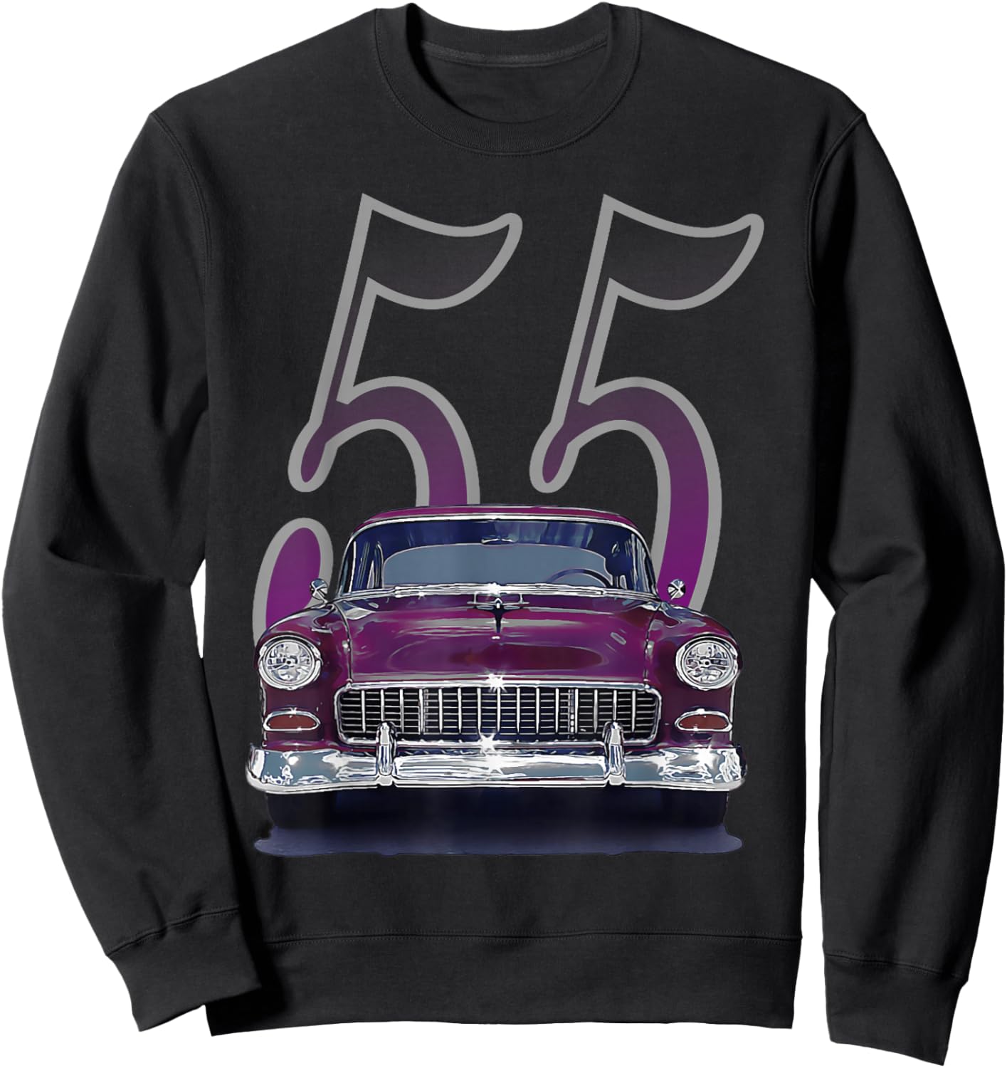 1955 55 Bel air Vintage 50s Silhouette Classic Old Hot Rod Sweatshirt - Sweatshirt | Black