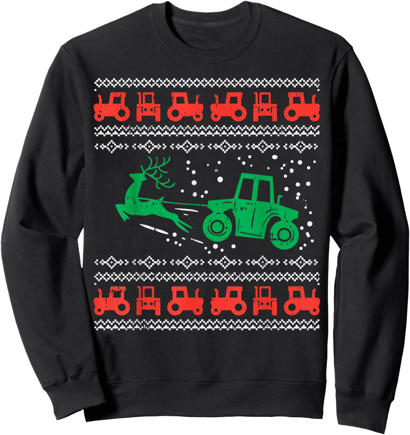 Farm Tractor Reindeer Fun Ugly Christmas Sweater Farmer Gift Sweatshirt - Sweatshirt | Black