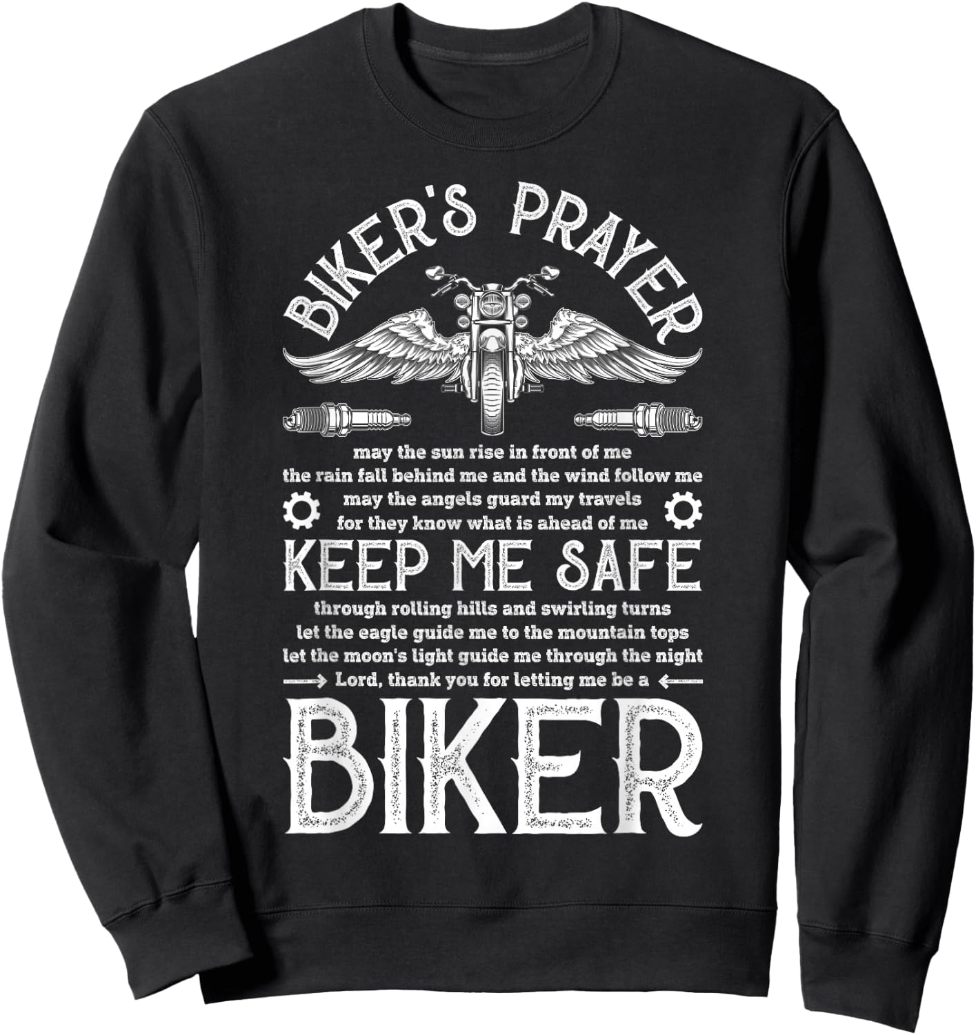Biker's Prayer Vintage Motorcycle Biker Biking Motorcycling Sweatshirt - Sweatshirt | Black