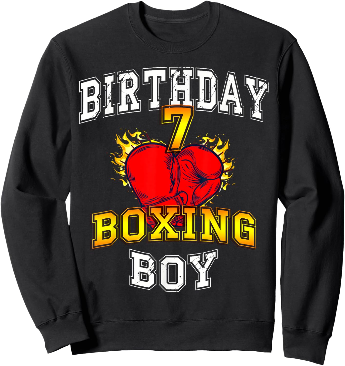 7th Birthday Boy Shirt - Boxing 7 years old kid Sweatshirt - Sweatshirt | Black