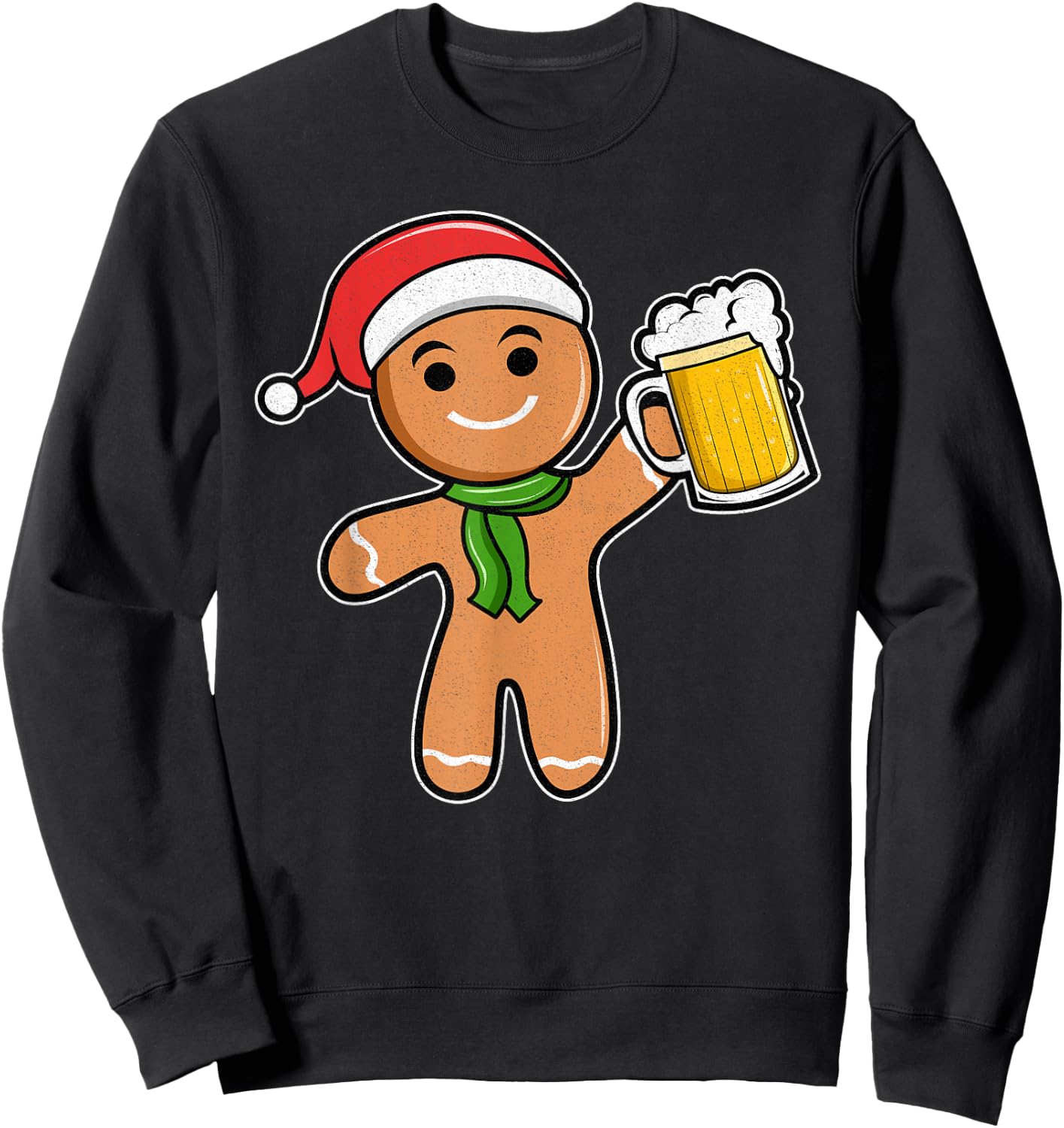 Gingerbread Man Beer Christmas Sweatshirt - Sweatshirt | Black