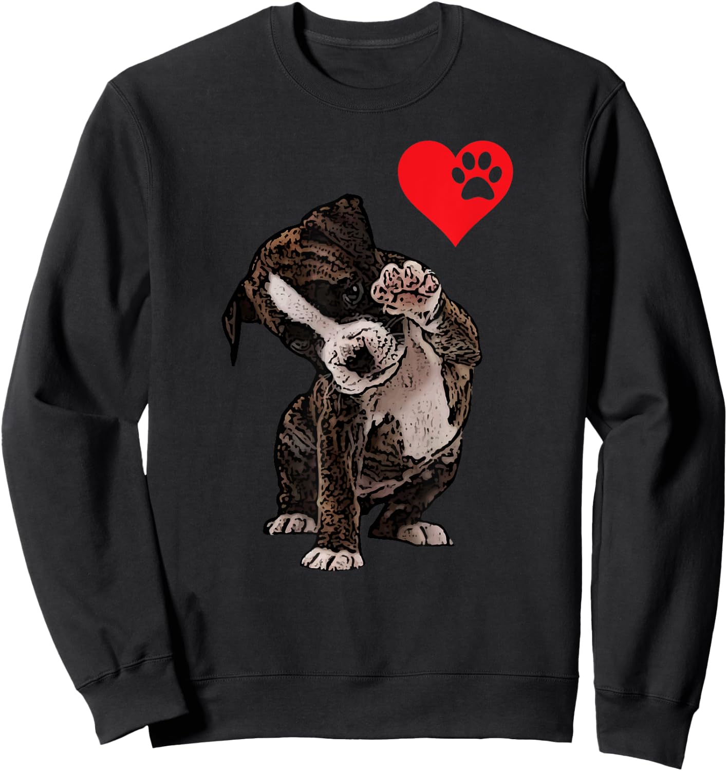 High Five Heart Bulldog Pup I Love Boxer Dog Lovers Bulldogs Sweatshirt - Sweatshirt | Black