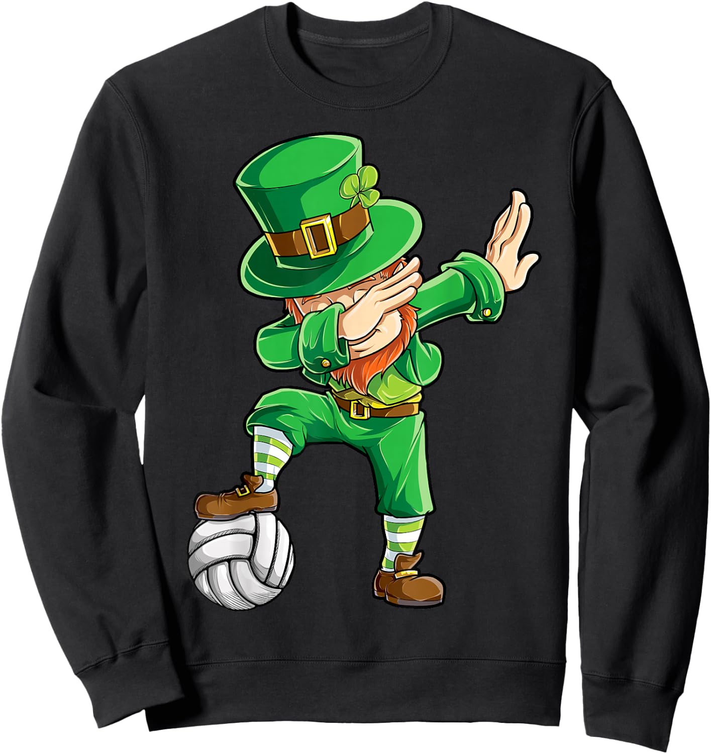 Dabbing Leprechaun Volleyball St Patricks Day Boys Girls Dab Sweatshirt - Sweatshirt | Black