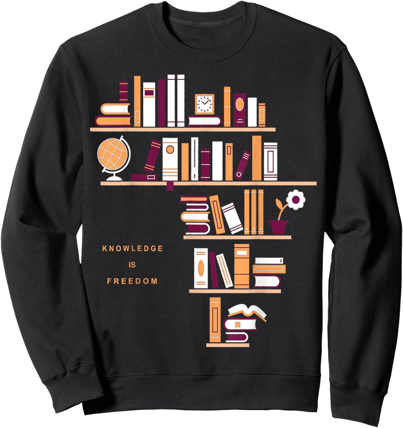 Africa Knowledge Is Freedom Library Book T- Shirt Sweatshirt - Sweatshirt | Black