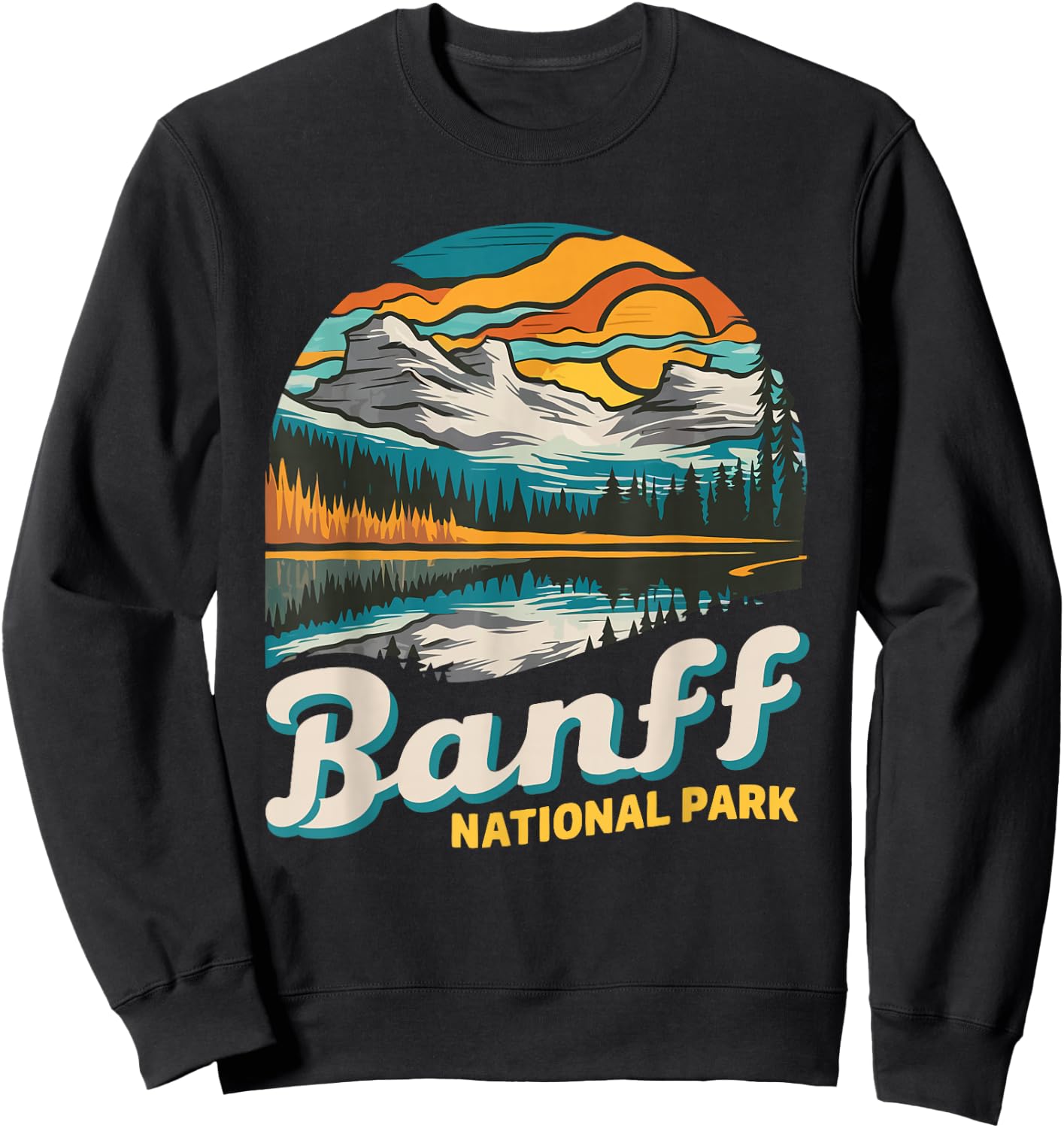 Banff National Park Vintage Men Women Hiking Souvenir Sweatshirt - Sweatshirt | Black