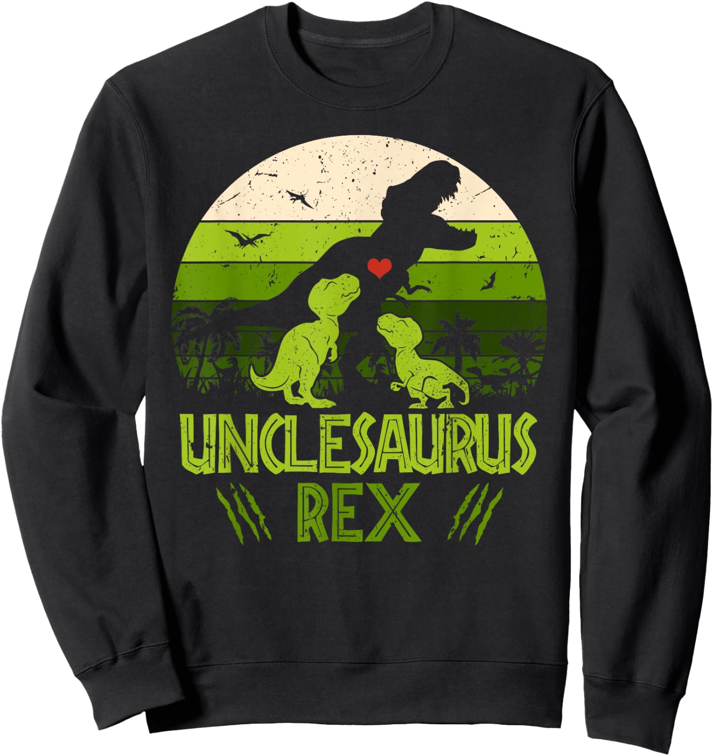 Unclesaurus Rex 2 Kids Sunset For Fathers Day Gift Sweatshirt - Sweatshirt | Black