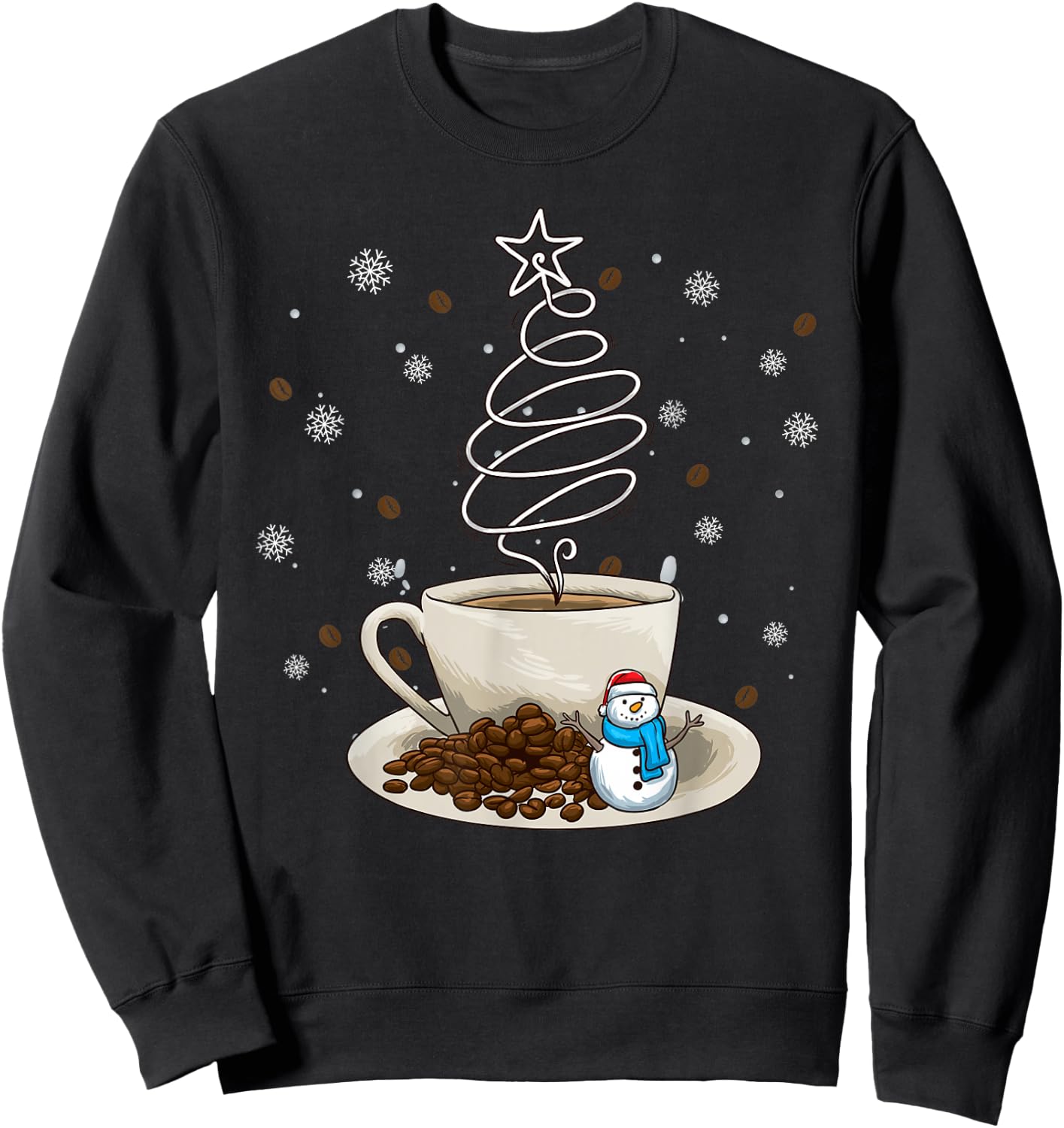 Fun Winter Snowman Holiday Coffee Drinker Barista Sweatshirt - Sweatshirt | Black