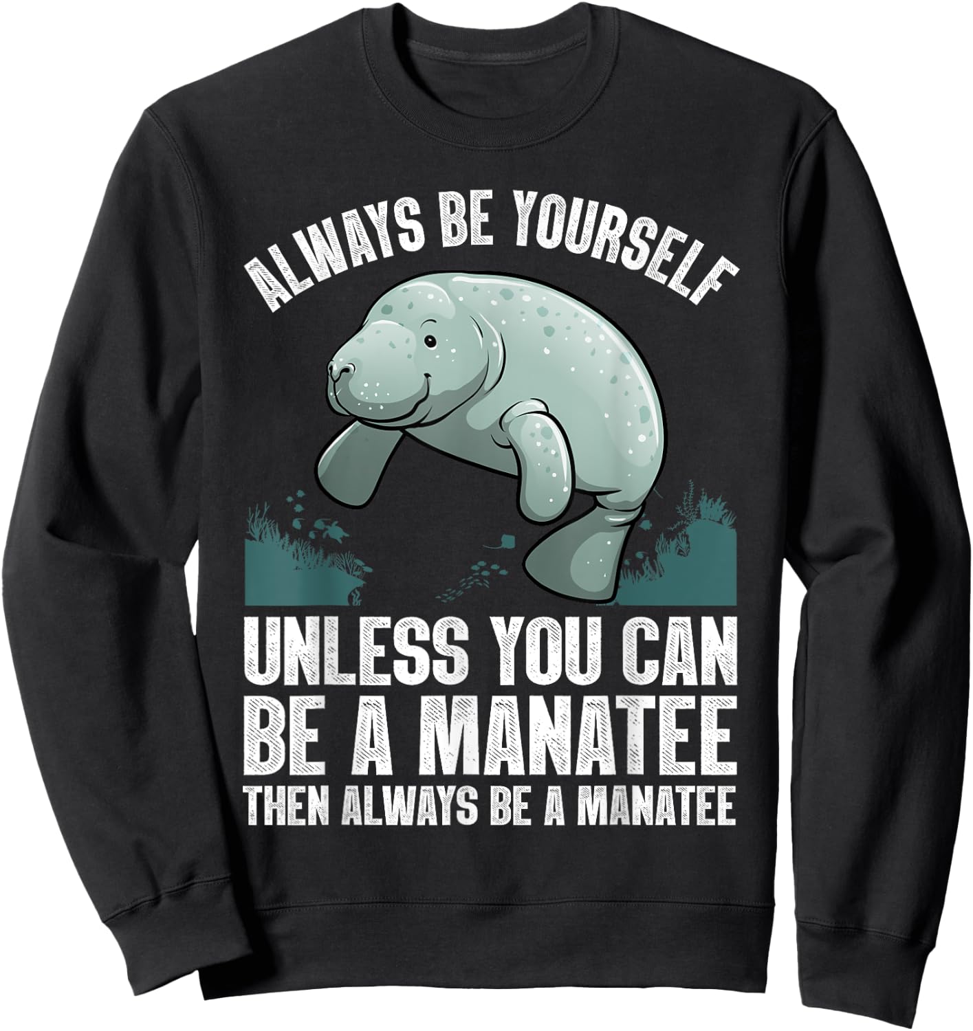 Funny Manatee Design Women Boys Girls Manatee Lover Sweatshirt - Sweatshirt | Black