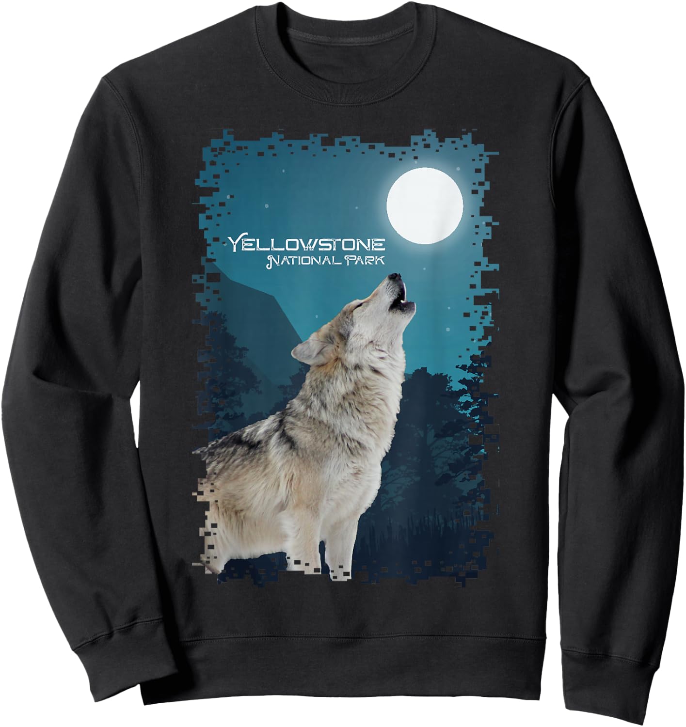Yellowstone National Park Wolf Souvenir Memorabilia Gift Sweatshirt - Sweatshirt | Black