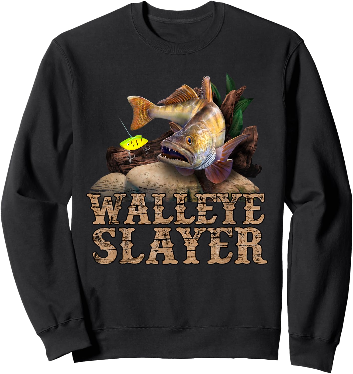 Walleye Fishing Funny Quote Walleye Slayer Sweatshirt - Sweatshirt | Black