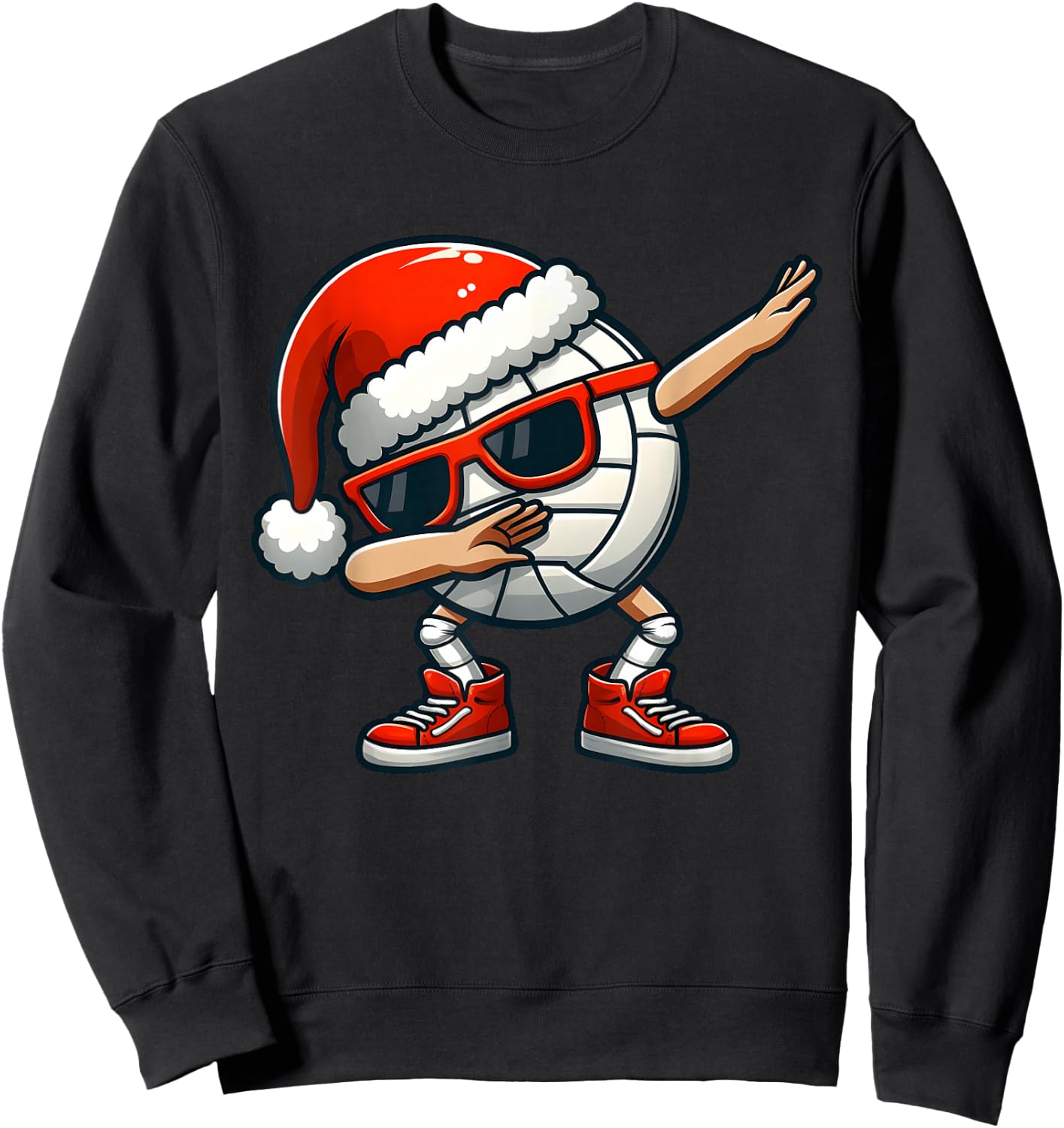 Volleyball Santa Hat Dabbing Funny Toddler Boys Christmas Sweatshirt - Sweatshirt | Black