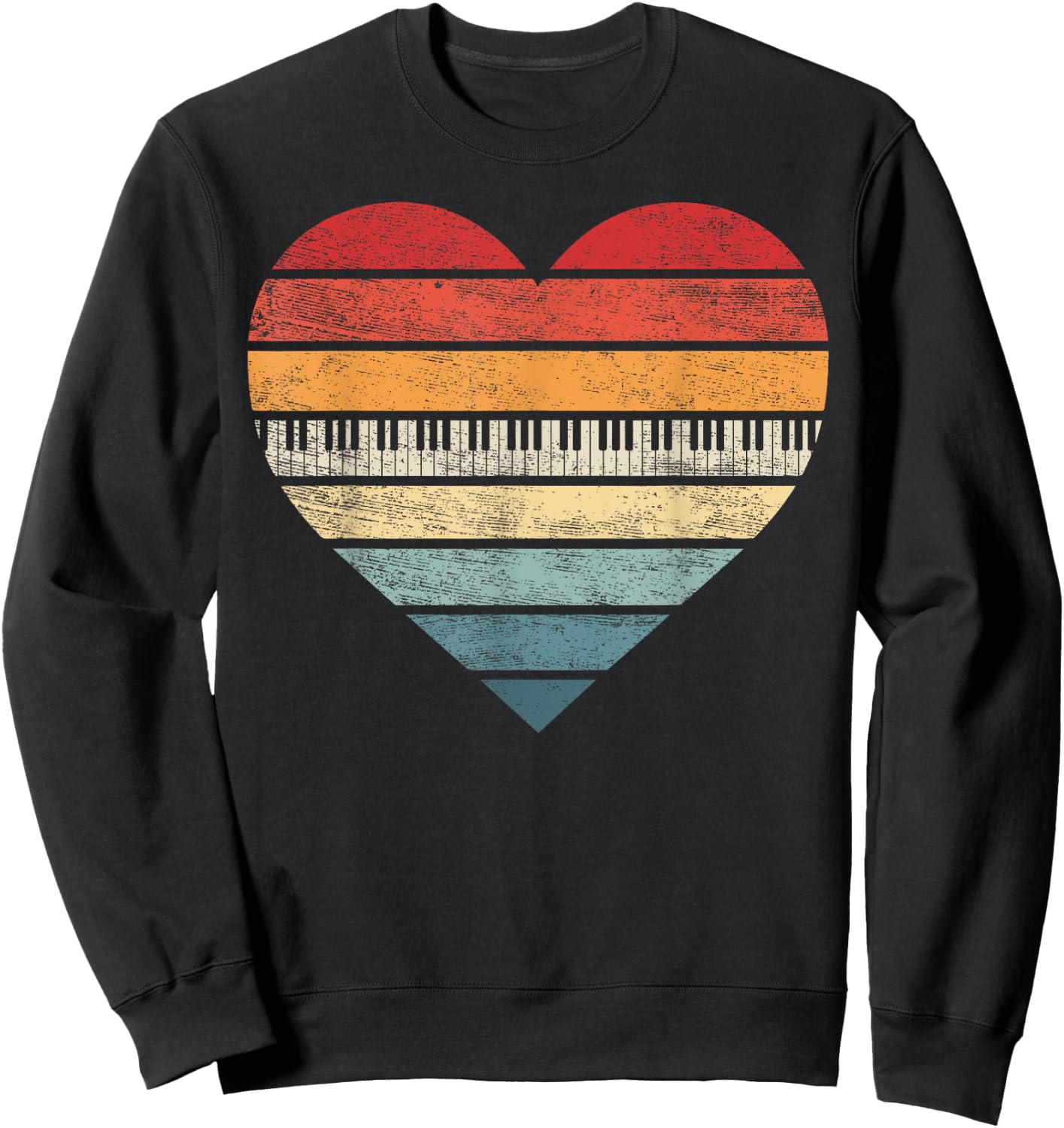Pianist Gifts Retro Sunset Piano Keyboard Player Teacher Sweatshirt - Sweatshirt | Black