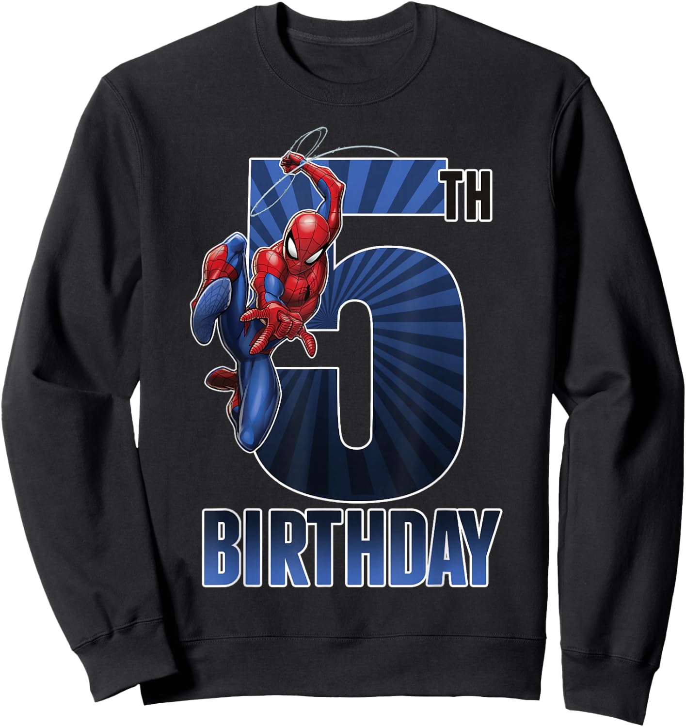 Marvel Spider-Man Swinging 5th Birthday Graphic Small Sweatshirt - Sweatshirt | Black