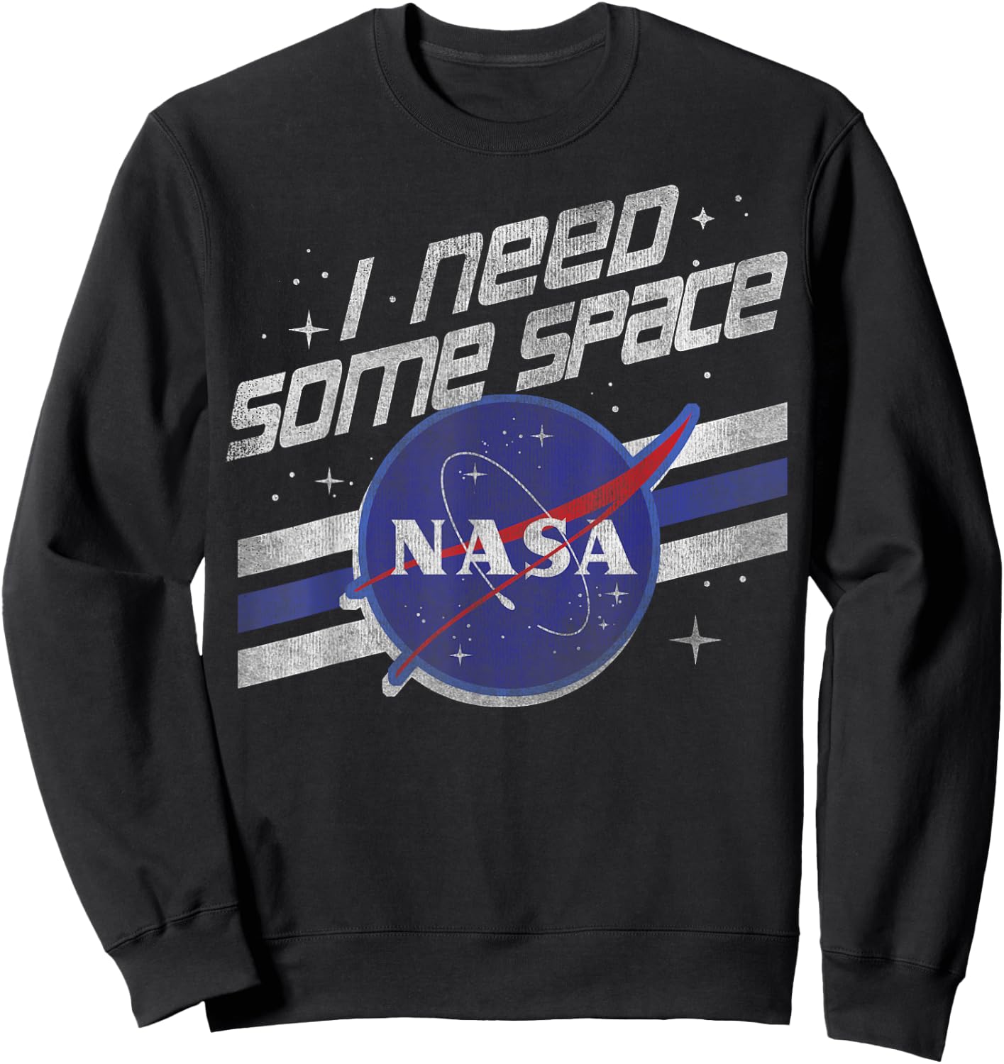 NASA I Need Some Space Vintage Retro Stripe Badge Sweatshirt - Sweatshirt | Black