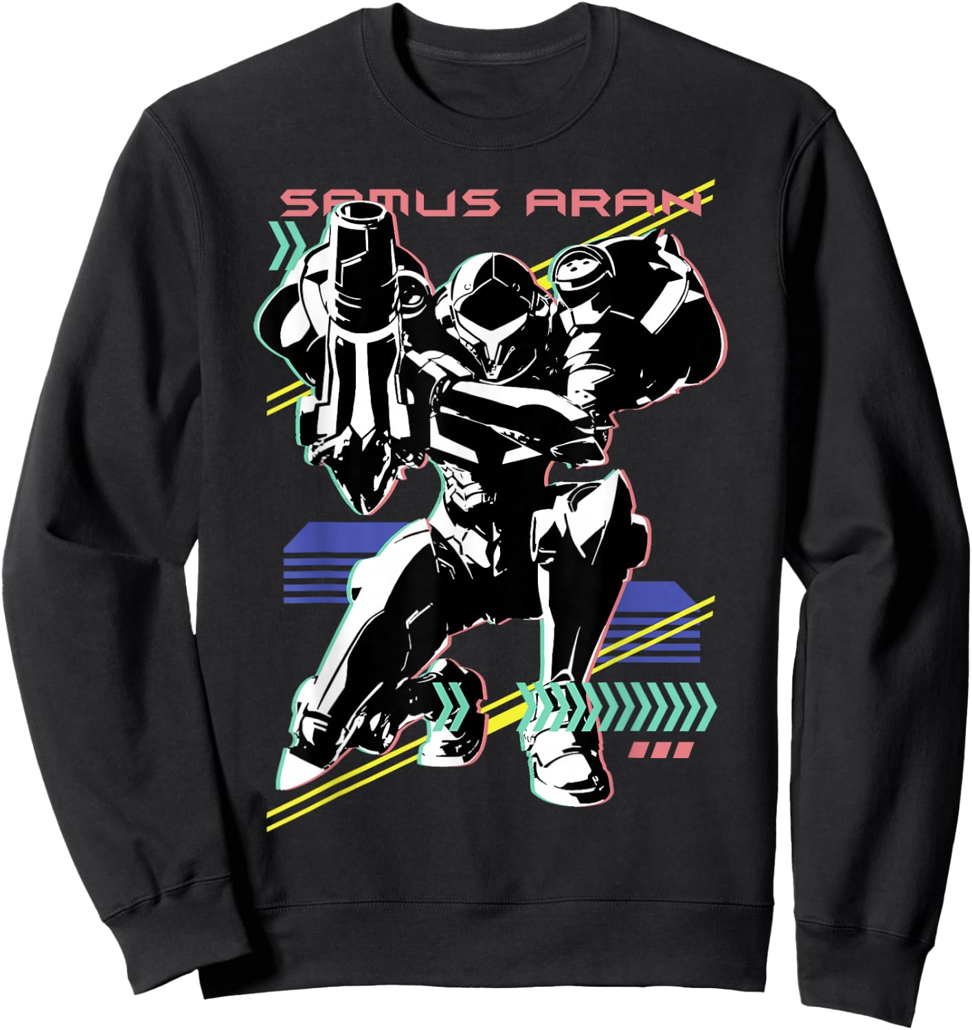 Nintendo Metroid Samus Aran Retro Neon Poster Sweatshirt - Sweatshirt | Black