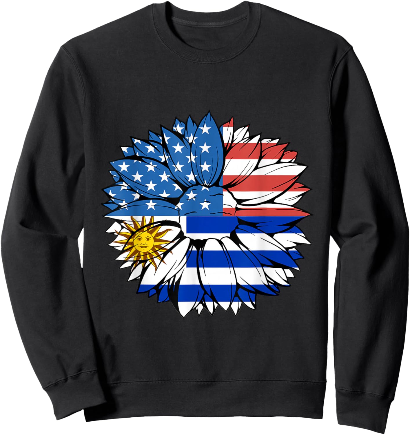 Uruguay Uruguayan Flag USA Sunflower Uruguayan Pride Sweatshirt - Sweatshirt | Black