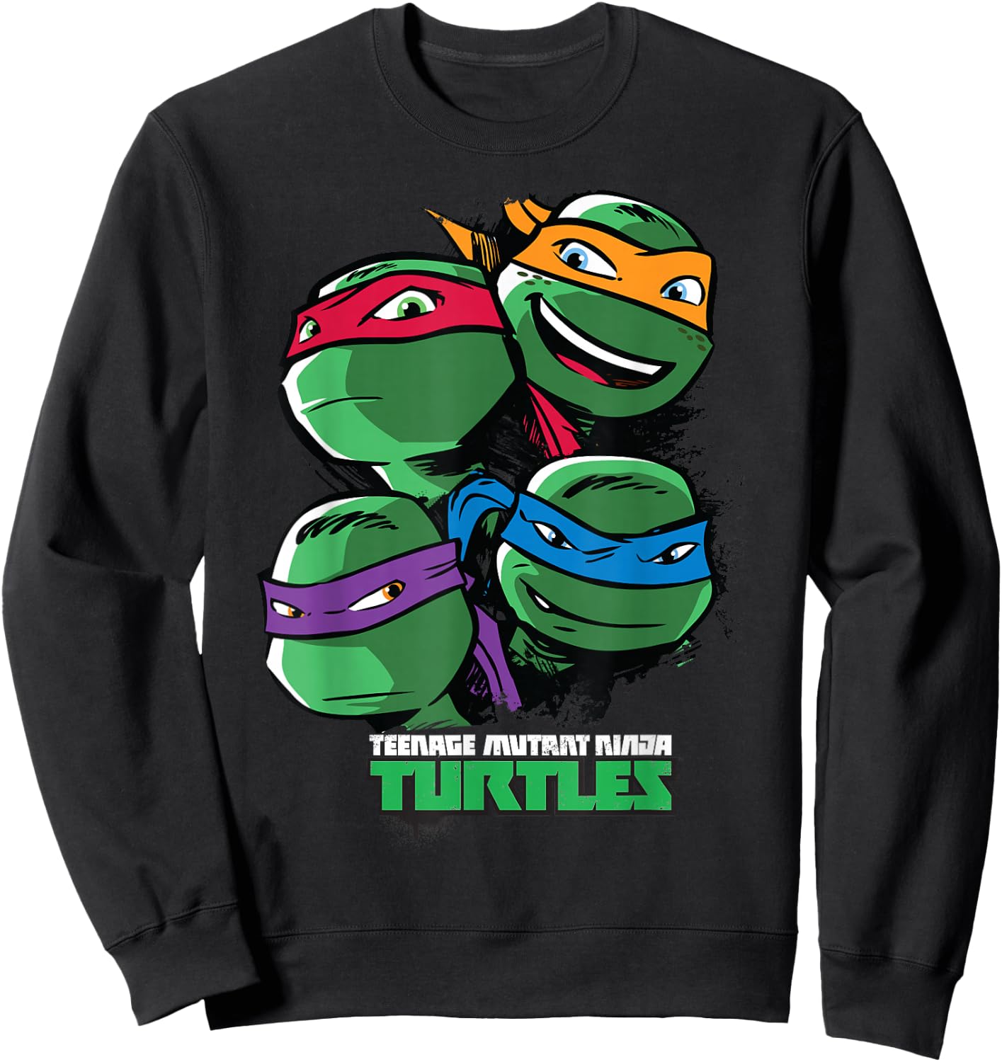 Teenage Mutant Ninja Turtles Large Character Faces Sweatshirt - Sweatshirt | Black