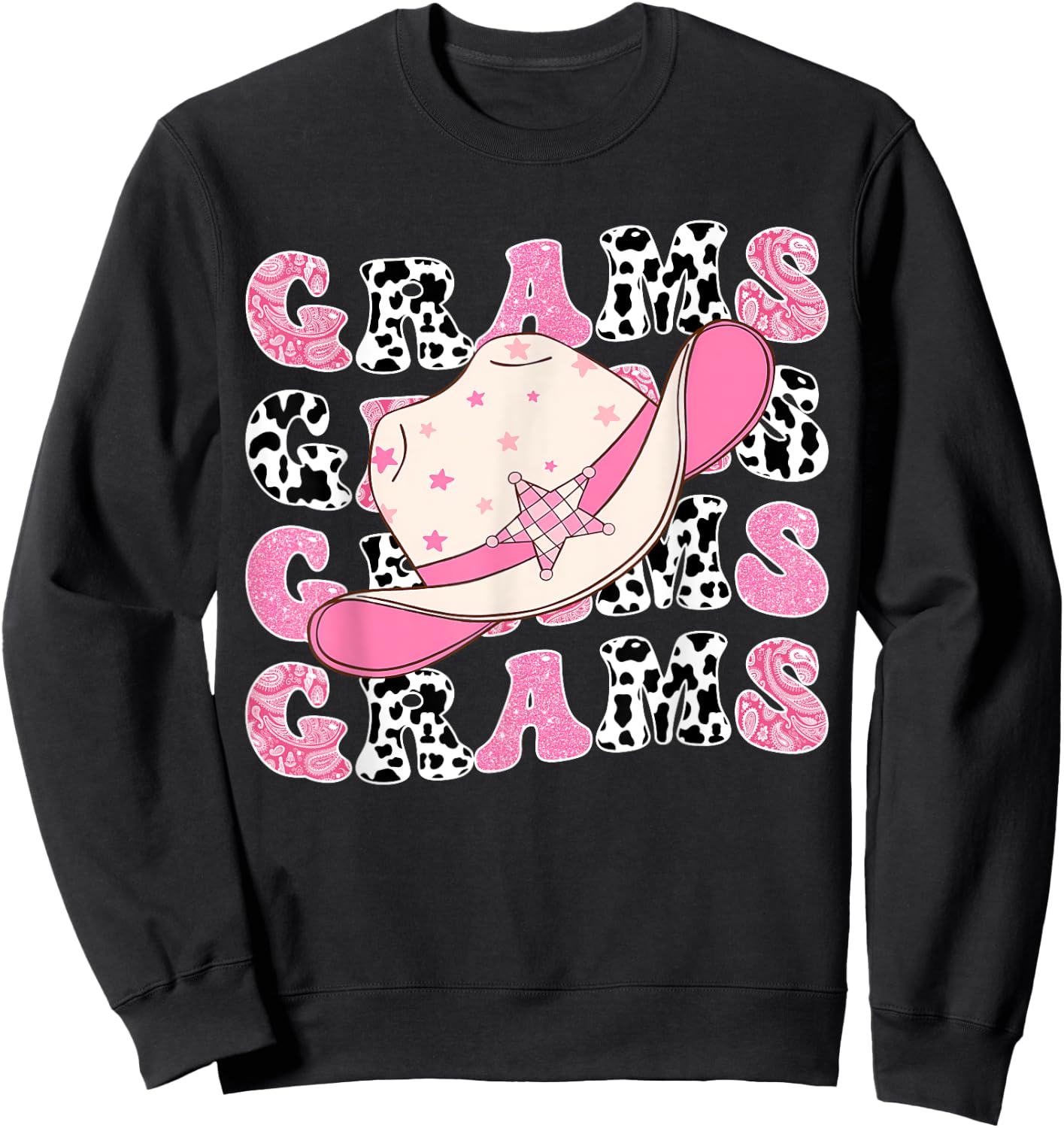 Grams Pink Rodeo CowGirl Western Retro Groovy Sweatshirt - Sweatshirt | Black