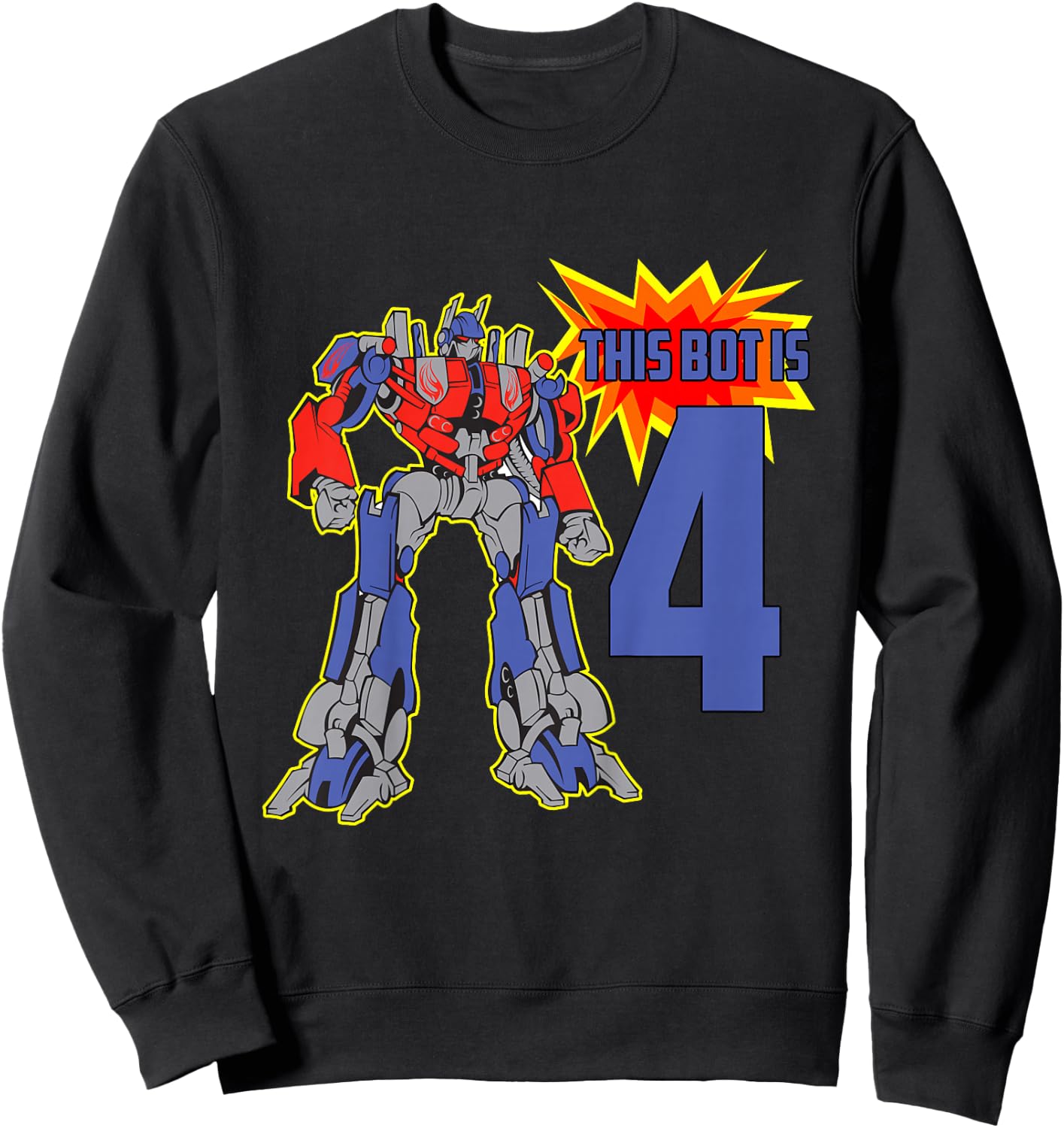 Robot Kid, Cute 4th Birthday Robots for Boys, Girls Sweatshirt - Sweatshirt | Black