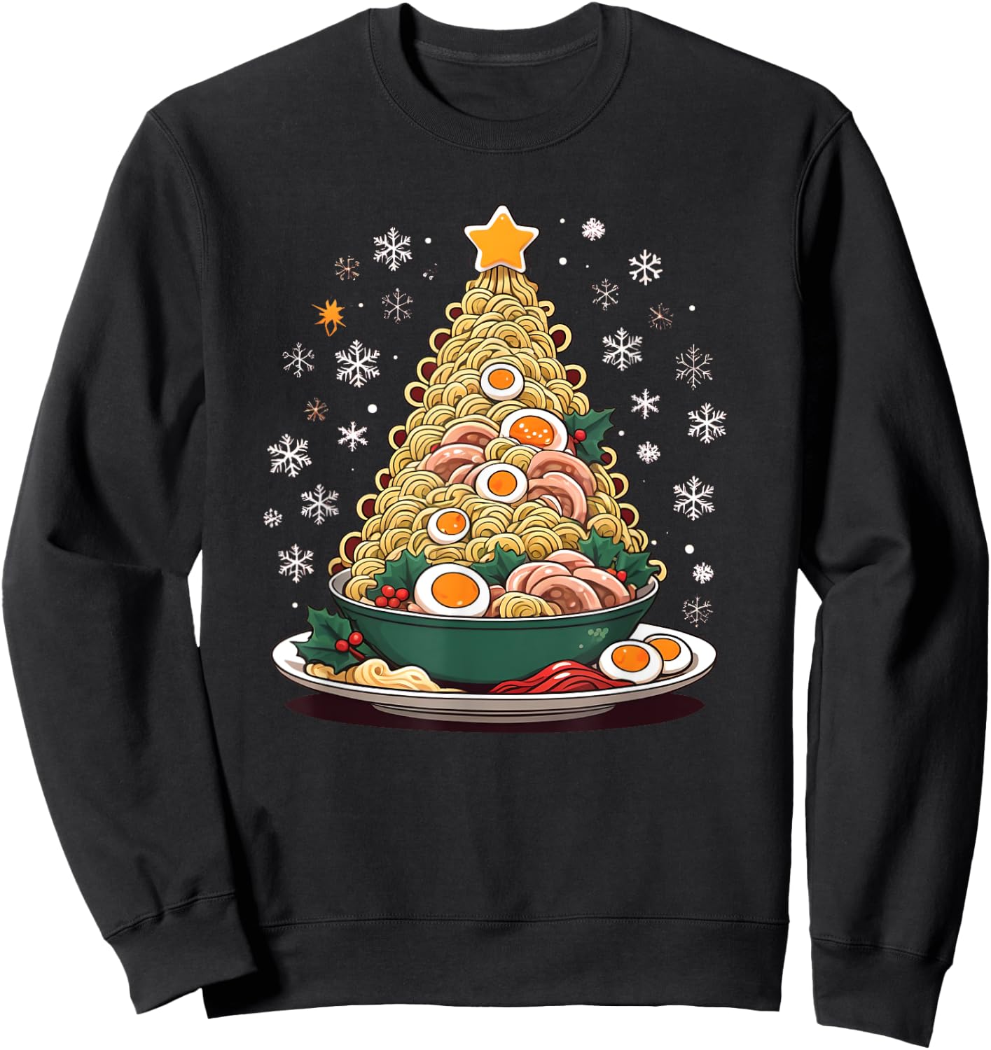 Ramen Bowl Christmas Tree Sweatshirt - Sweatshirt | Black
