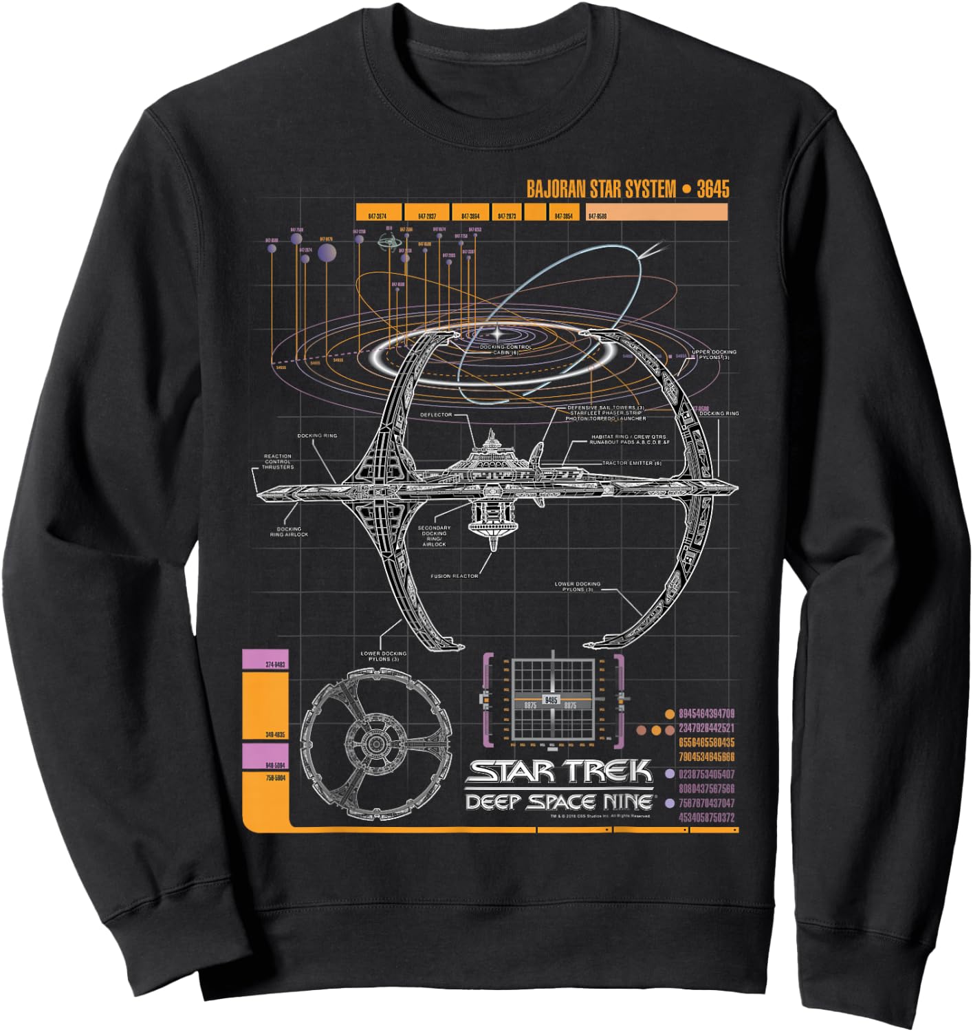 Star Trek DS9 Bajoran System Schematic Sweatshirt - Sweatshirt | Black