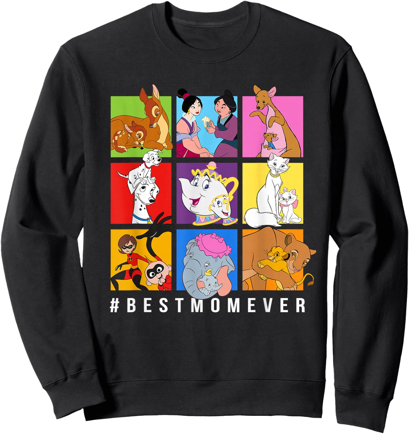 Disney Characters #BestMomEver Mother's Day Small Sweatshirt - Sweatshirt | Black