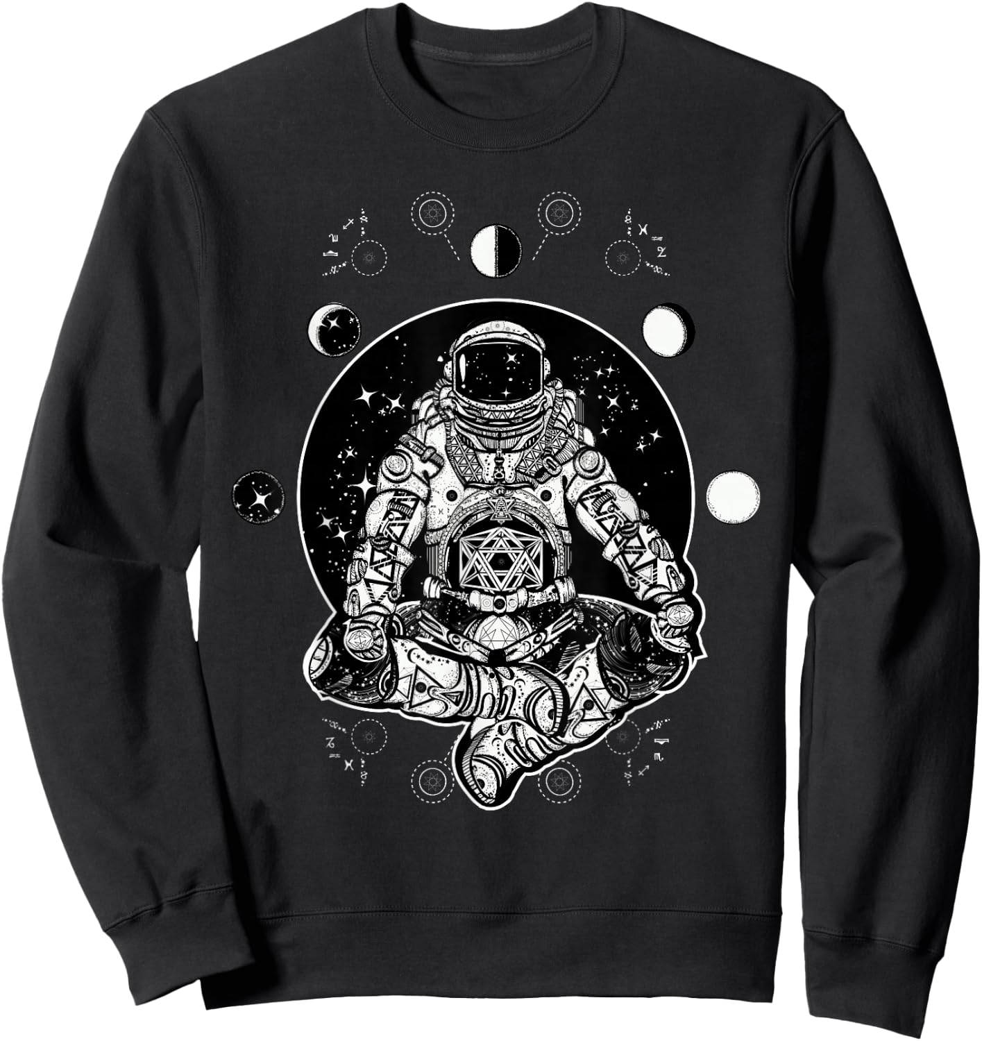 Future Astronaut - Moon Phases Zen Psychonaut Sweatshirt - Sweatshirt | Black