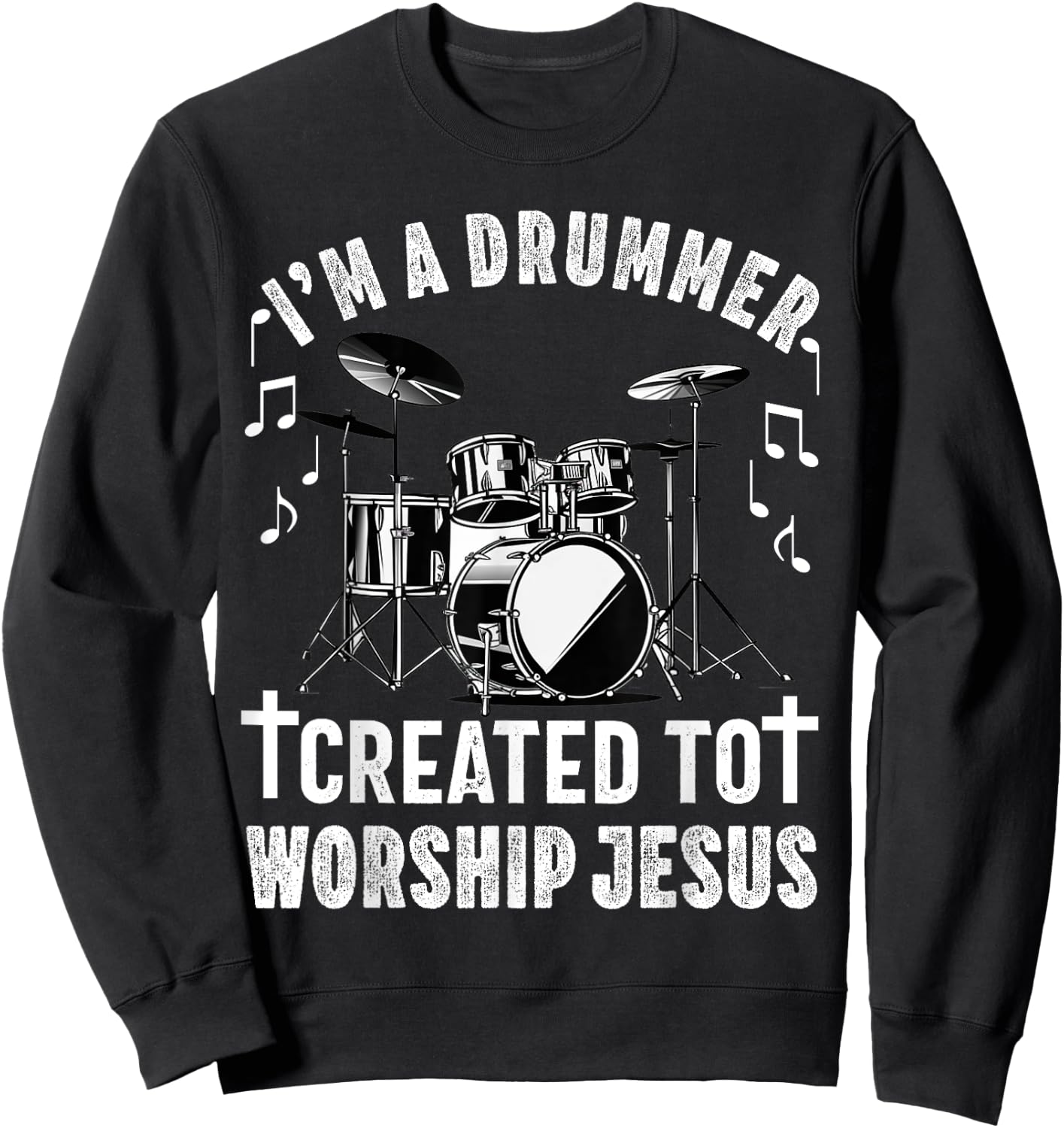 Christian Drummer Drum Player Stick Men Jesus Worship Music Sweatshirt - Sweatshirt | Black