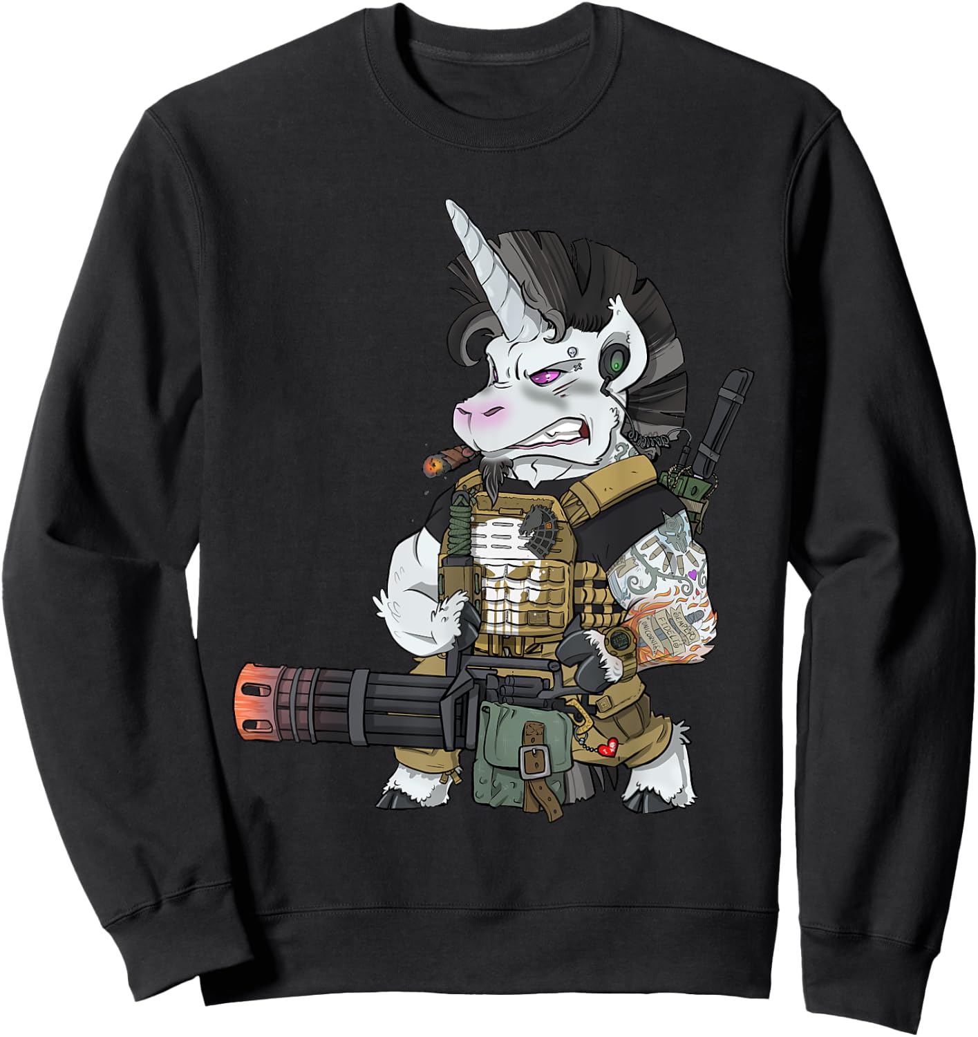 Tactical Unicorn Soldier Patriot Veteran Sweatshirt - Sweatshirt | Black