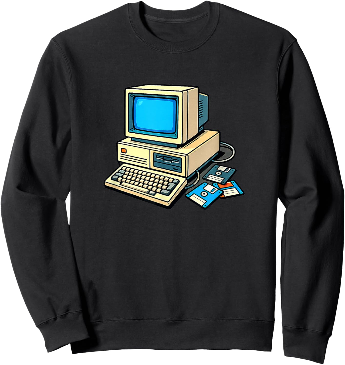 Retro Computer - Vintage Tech - 1980's Computer Setup Sweatshirt - Sweatshirt | Black