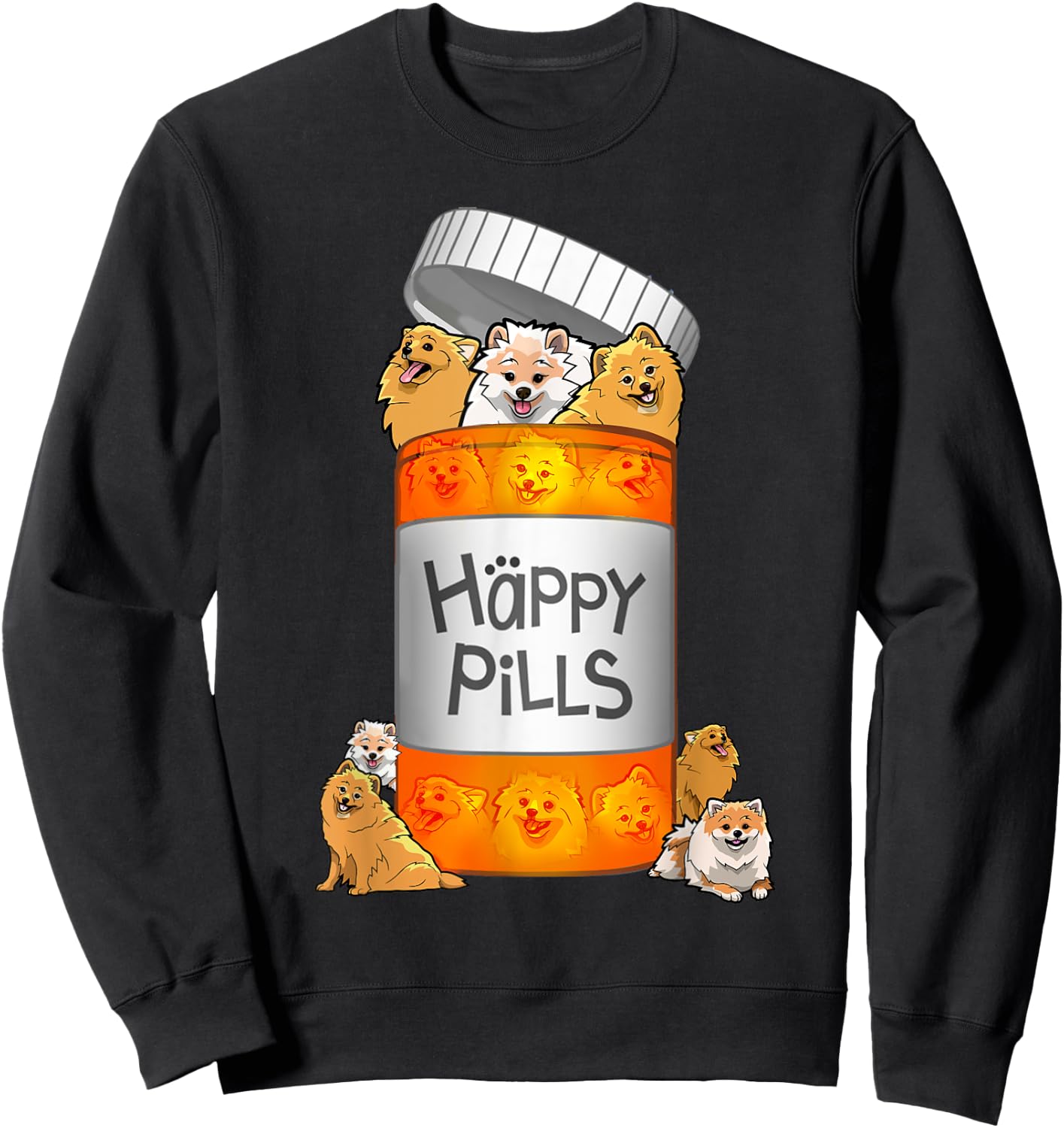Pomeranian Happy Pills Sweatshirt - Sweatshirt | Black