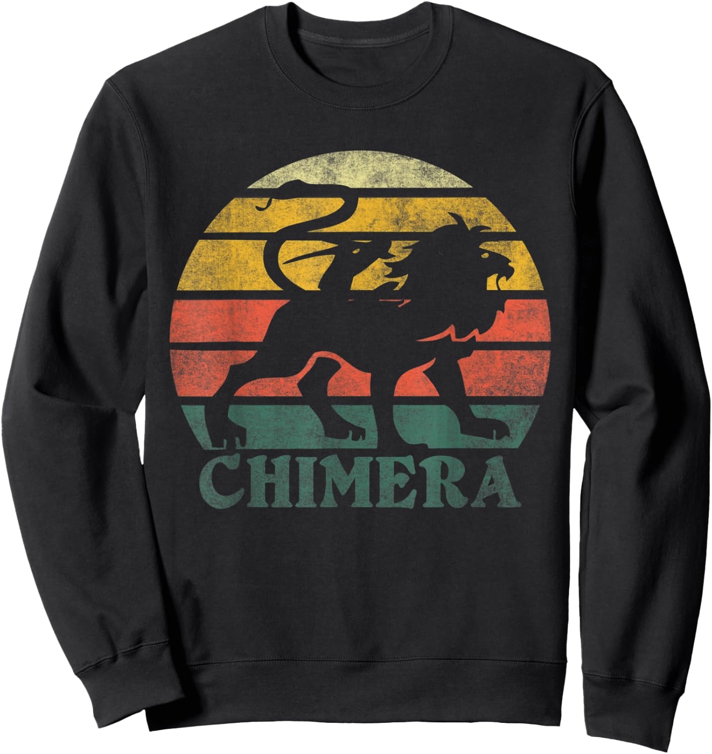 Retro Vintage Chimera Greek Mythology Graphic Sweatshirt - Sweatshirt | Black