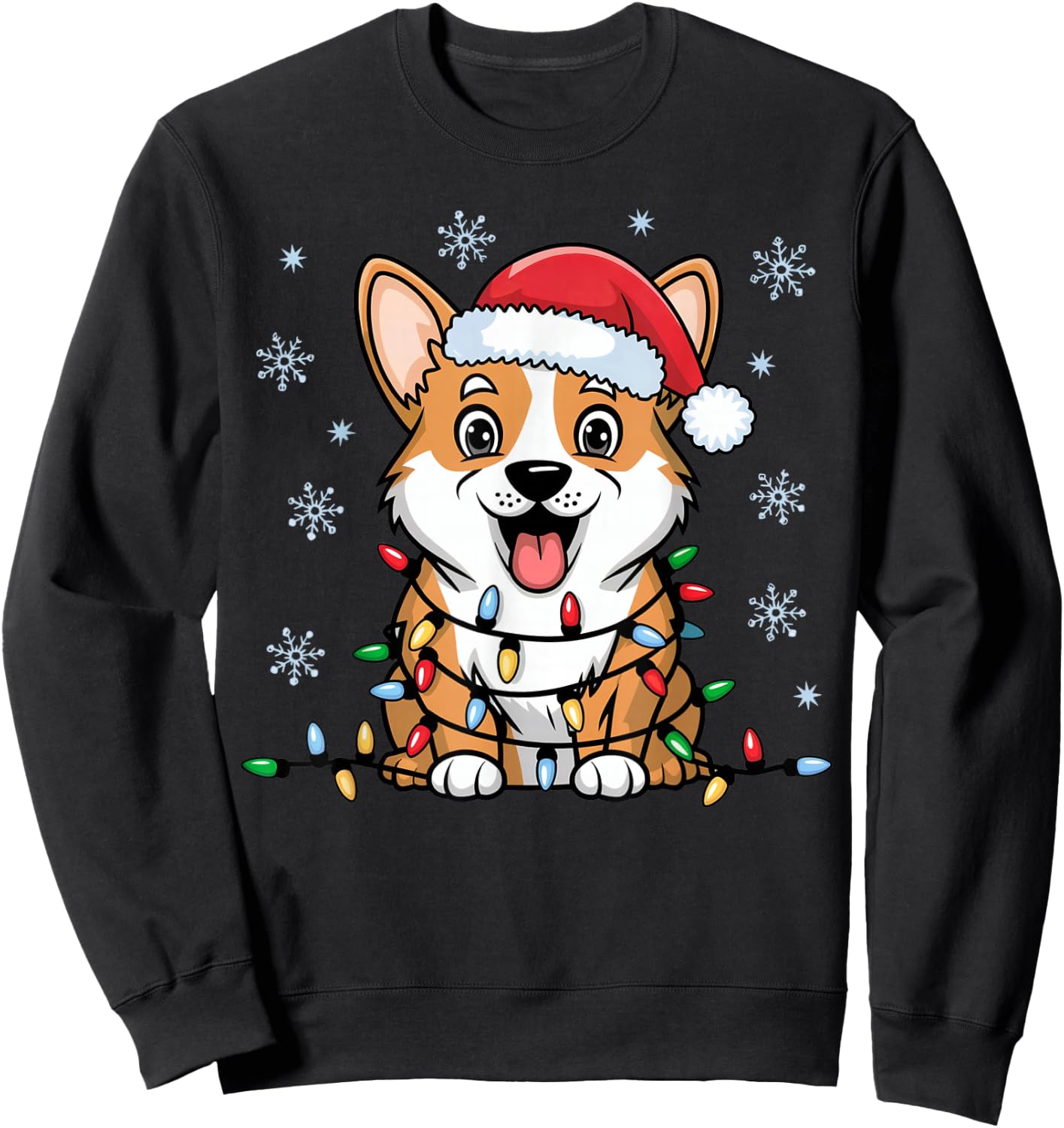 Pembroke Welsh Corgi Christmas Lights Xmas Dogs Gifts Women Sweatshirt - Sweatshirt | Black