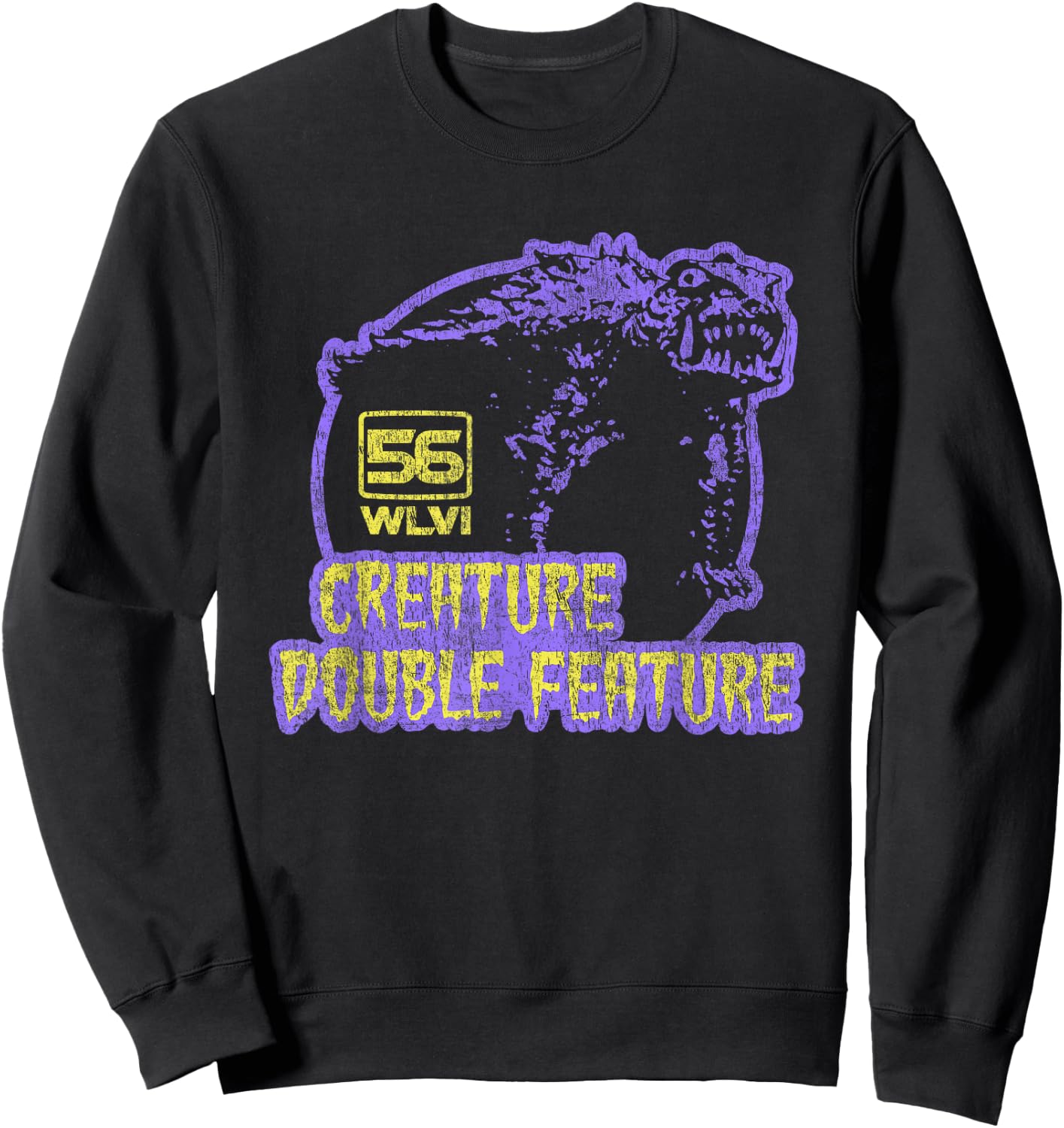 Creature Double Feature Retro 1970s Sweatshirt - Sweatshirt | Black