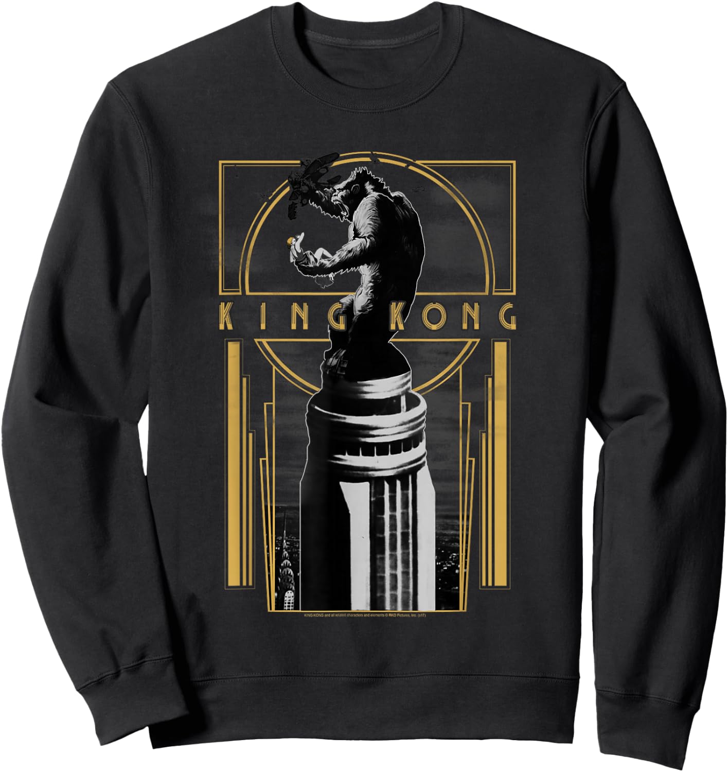 Warner Bros. King Kong Deco Grey Cotton Polyester Blend Regular Fit Short Sleeve , Small, -Adults, Women, Casual, Spring, Summer Sweatshirt - Sweatshirt | Black
