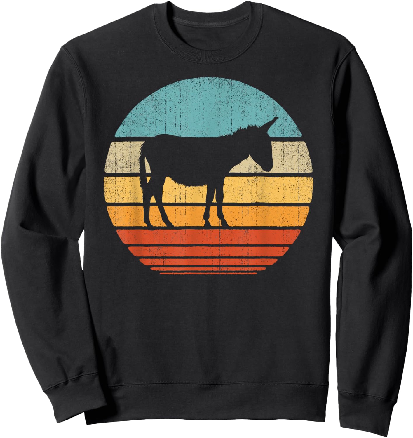 Donkey Retro Vintage 60s 70s Sunset Farm Animal Farmer Men Sweatshirt - Sweatshirt | Black