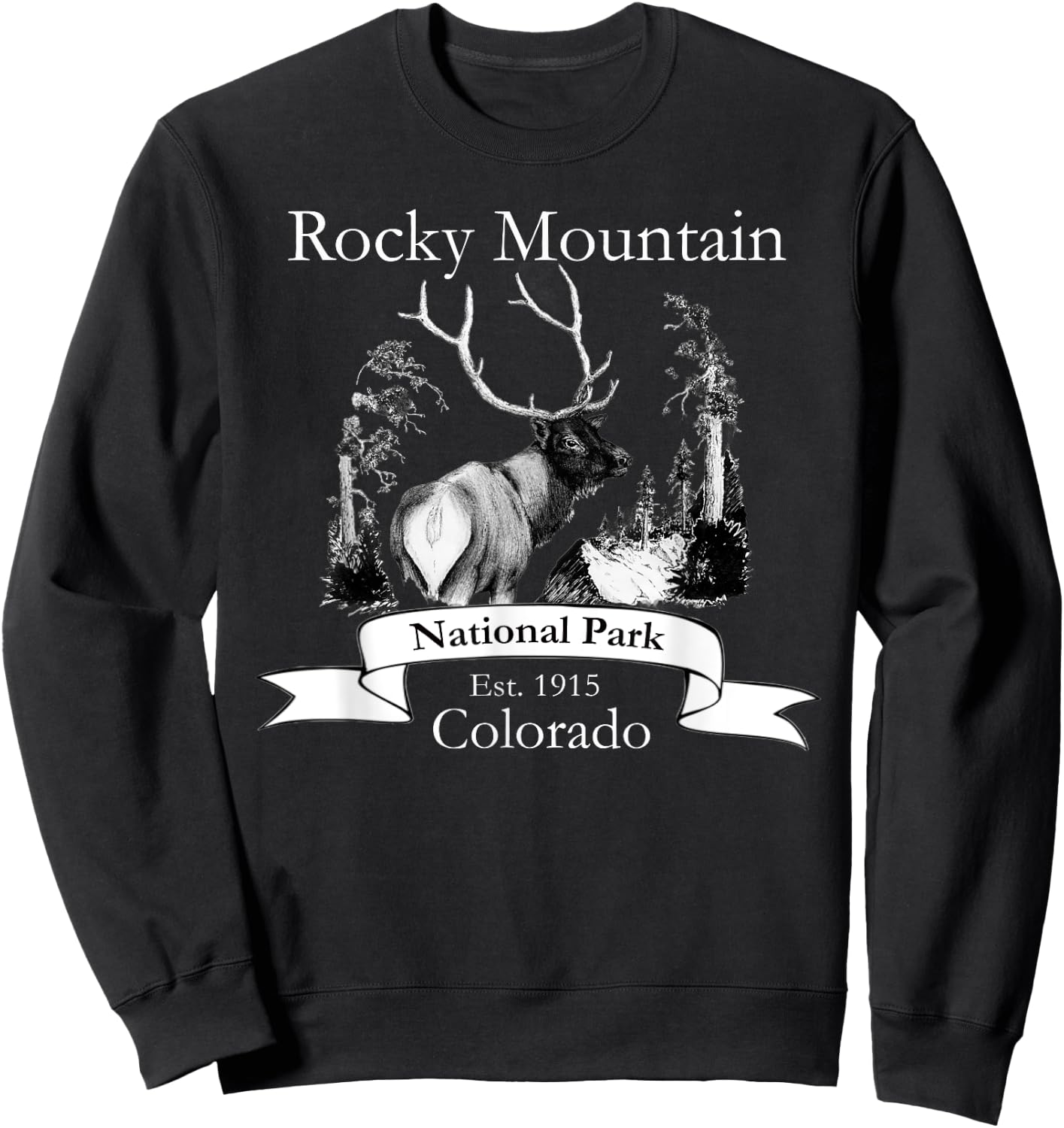 Rocky Mountain National Park. Elk. Sweatshirt - Sweatshirt | Black