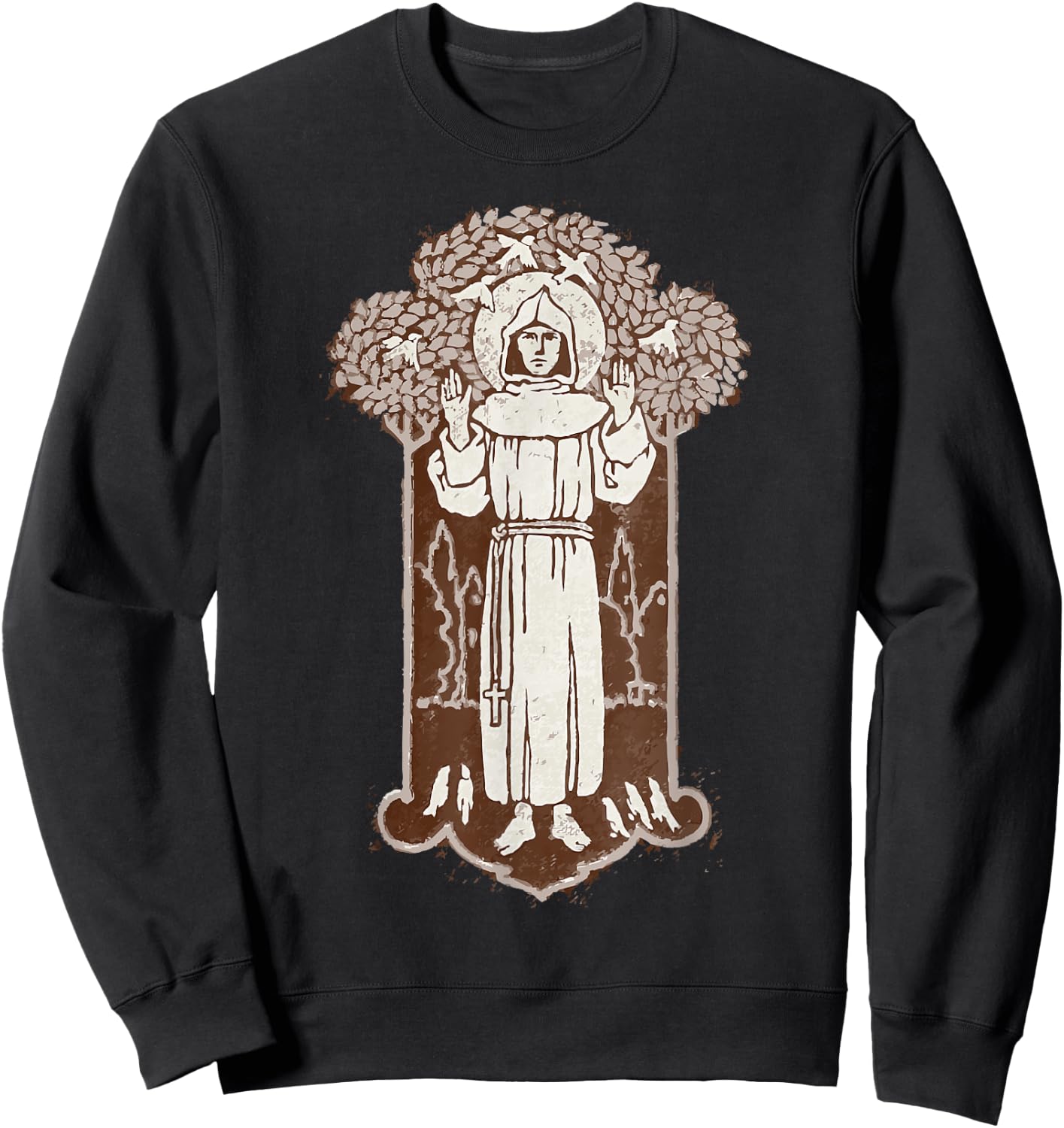St Francis of Assisi Patron Saint of Animals Vintage Sweatshirt - Sweatshirt | Black