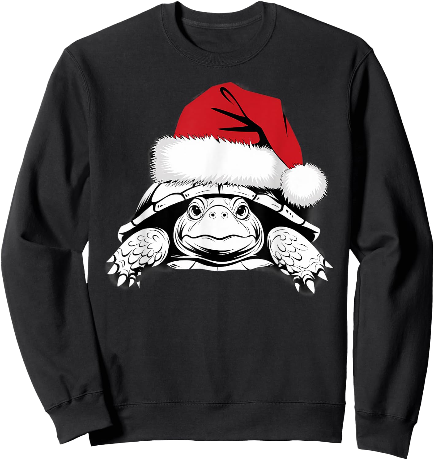 Funny Santa Turtle on Marry Christmas Turtle Sweatshirt - Sweatshirt | Black
