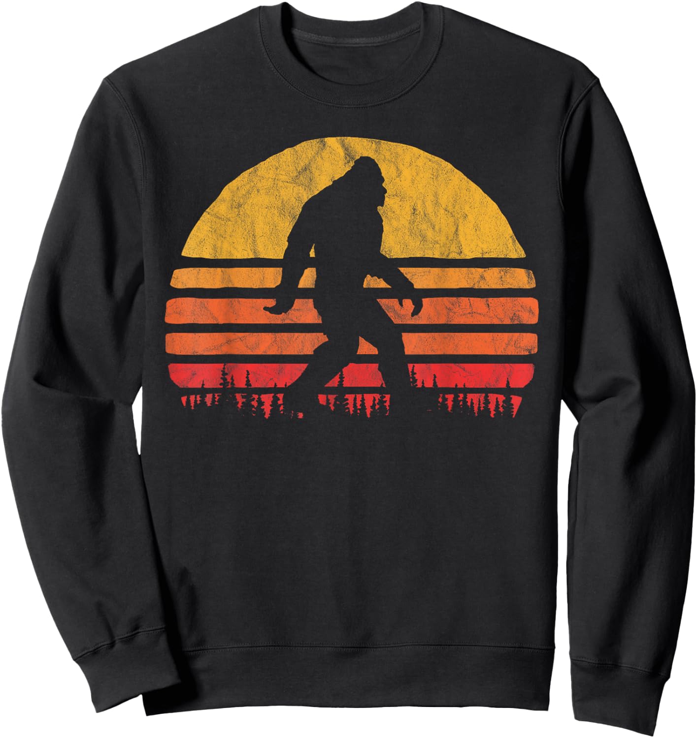 Retro Bigfoot Silhouette Sun Believe! Original 80's Graphic Sweatshirt - Sweatshirt | Black