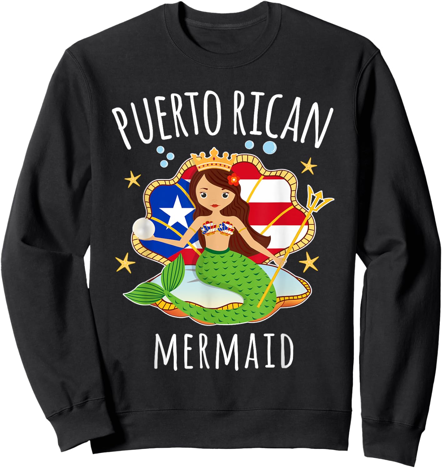 Puerto Rico Flag Puerto Rican Mermaid Kids Sweatshirt - Sweatshirt | Black