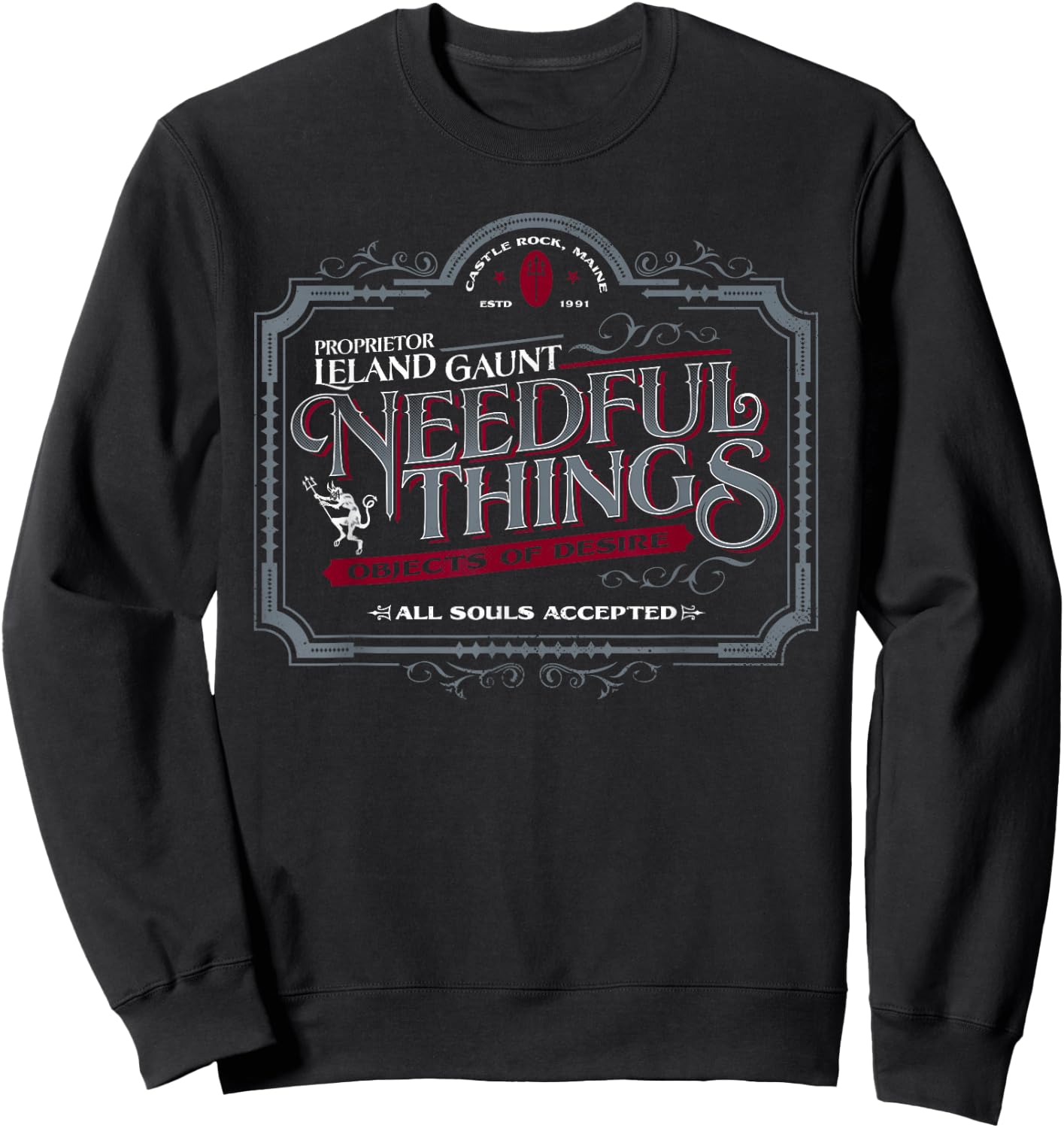Gothic Horror Graphic Logo | Needful Things Devil Sweatshirt - Sweatshirt | Black