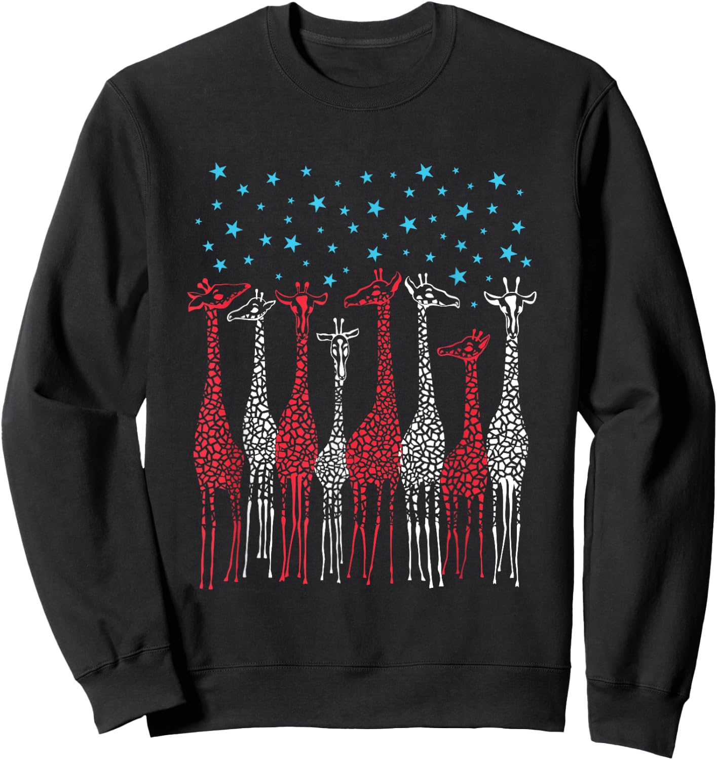 Red White And Blue Giraffe 4th of July Patriotic Kids Men Sweatshirt - Sweatshirt | Black