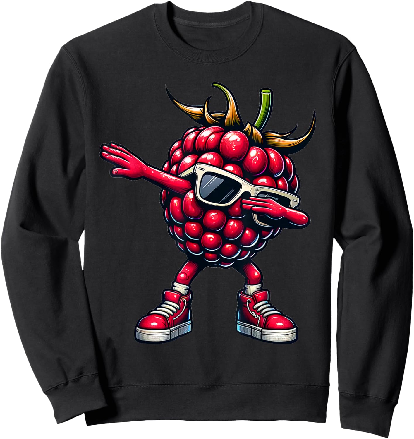 Dabbing Raspberry Funny Pink Raspberry Fruit Gift Sweatshirt - Sweatshirt | Black