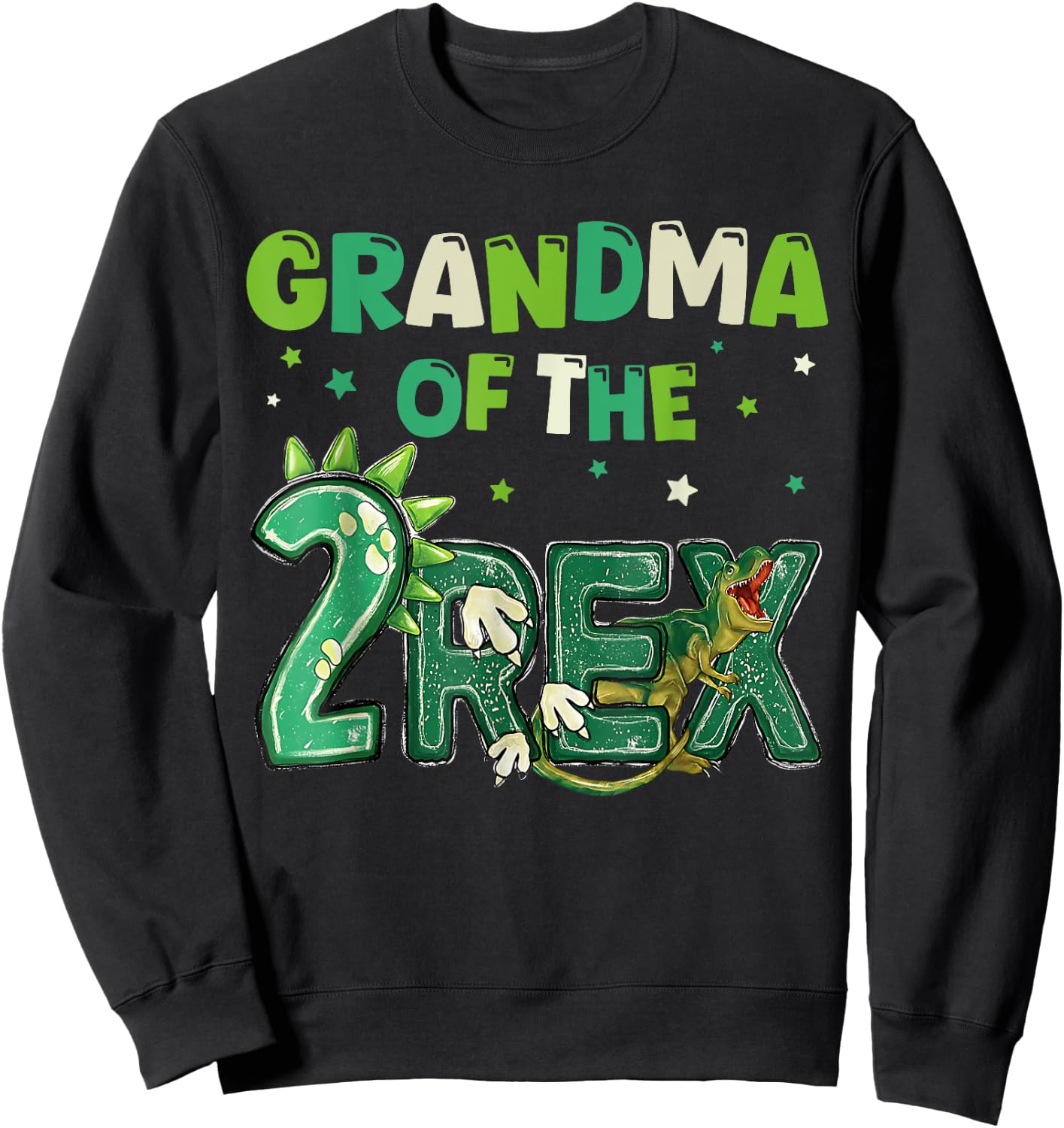 Grandma of the Two Rex Birthday Dinosaur Family Matching Sweatshirt - Sweatshirt | Black